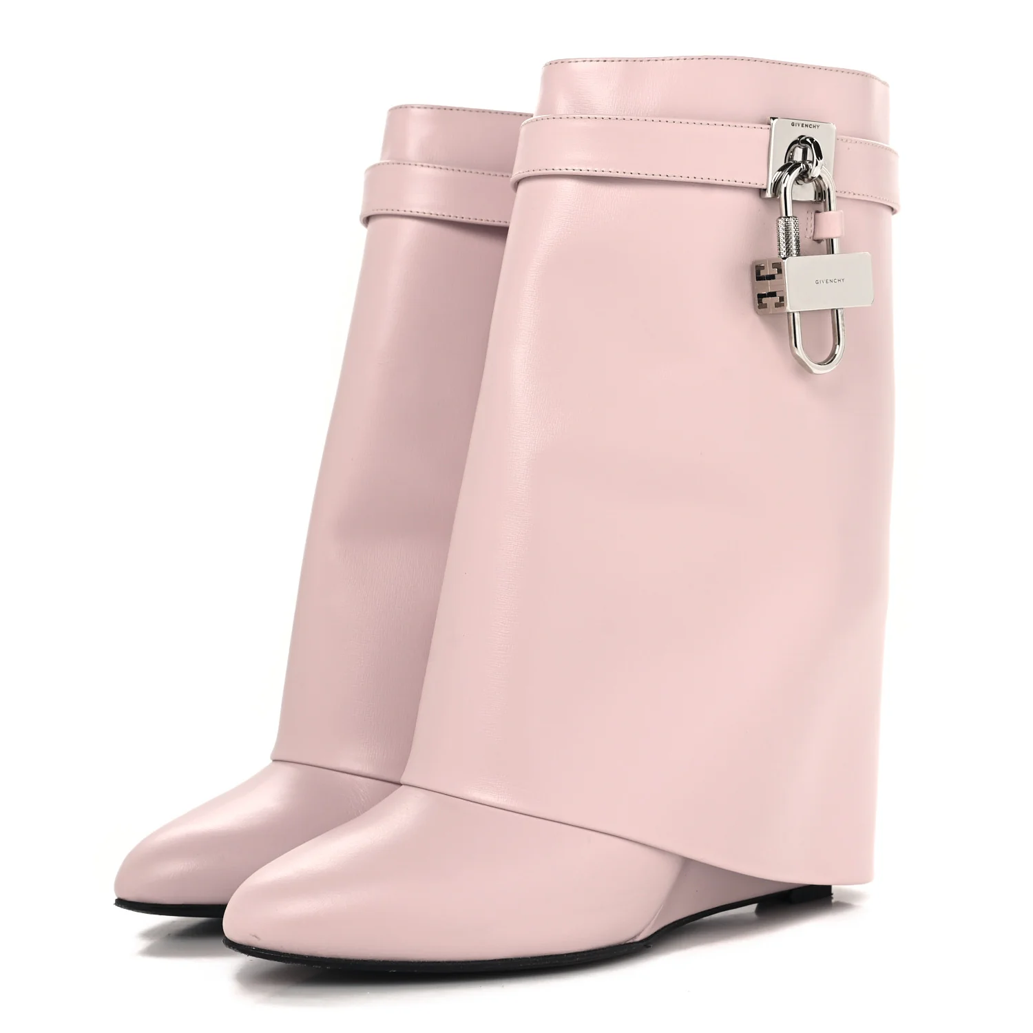 Calfskin Shark Lock Ankle Boots 41 Light Pink