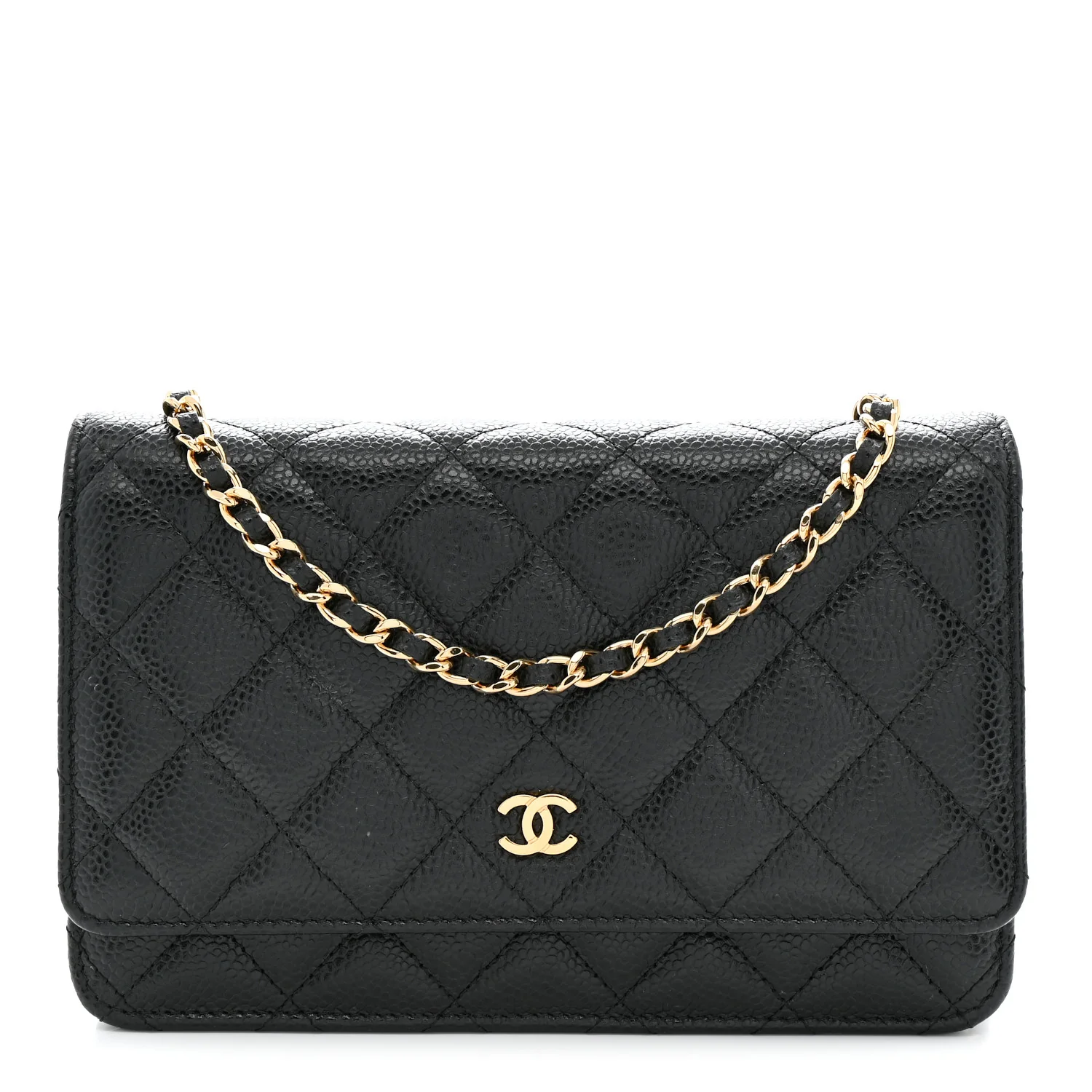 Caviar Quilted Wallet on Chain WOC Black