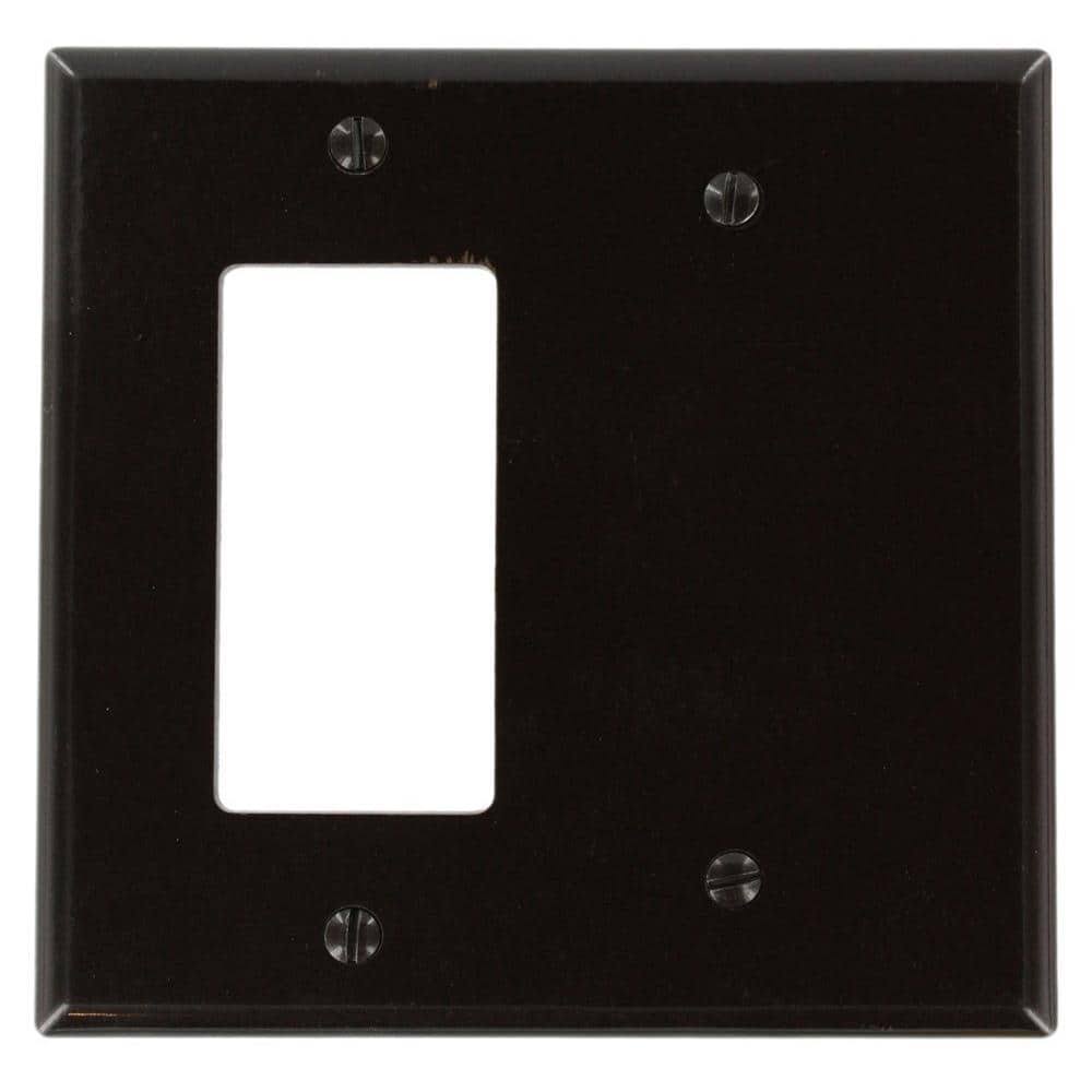 Leviton 80608 2-Gang 1-Blank 1-Decora/GFCI Device Combination Wallplate Midway Size Thermoset Brown