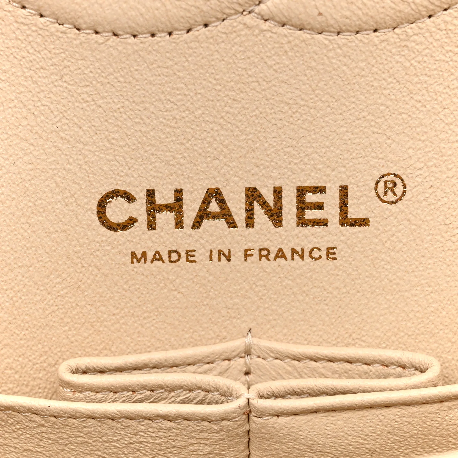 Caviar Quilted Medium Double Flap Light Beige