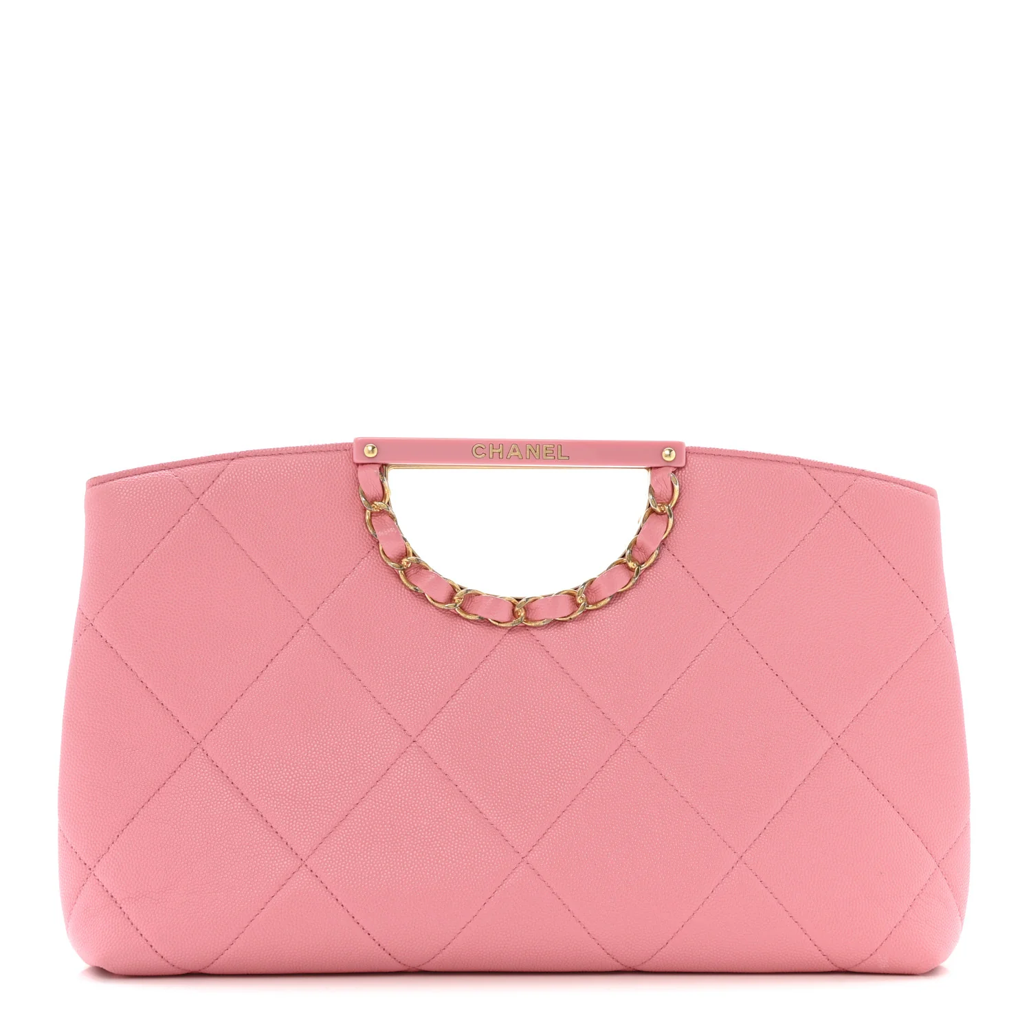 Caviar Quilted A Real Catch Clutch Pink