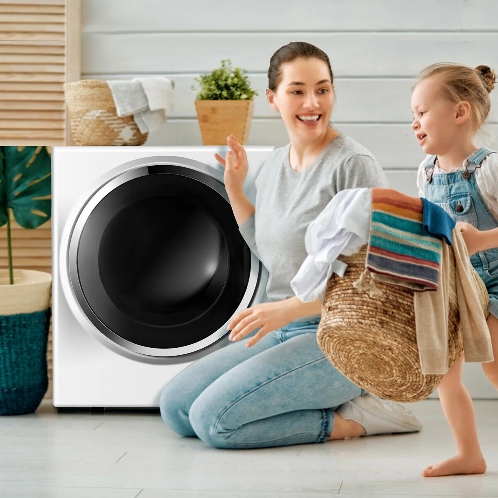 Electric Tumble Compact Cloth Dryer Stainless Steel Wall Mounted 1.5 cu.ft.(White) - Image 2