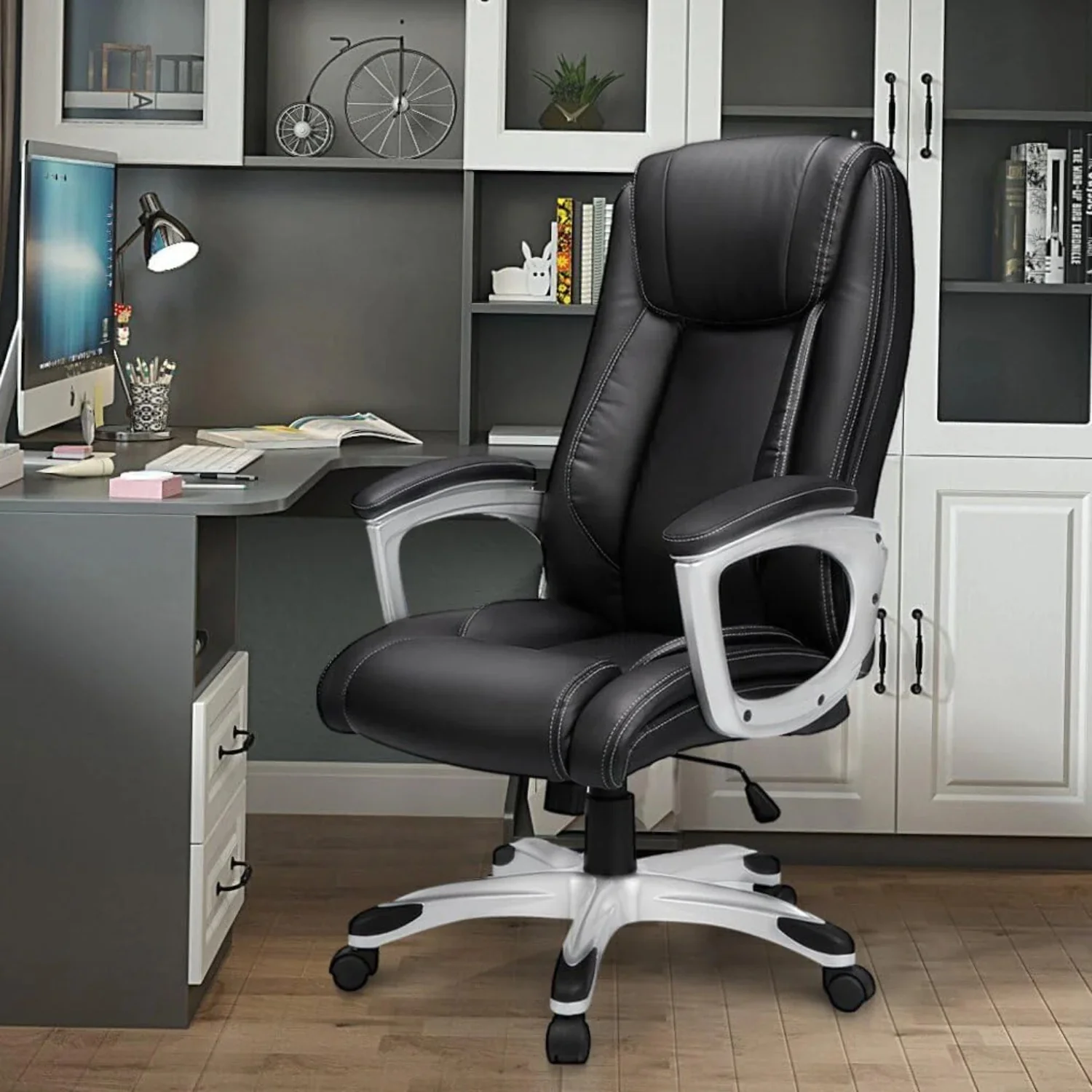 AECOJOY Office Chair Ergonomic, Leather Office Chair with High Back