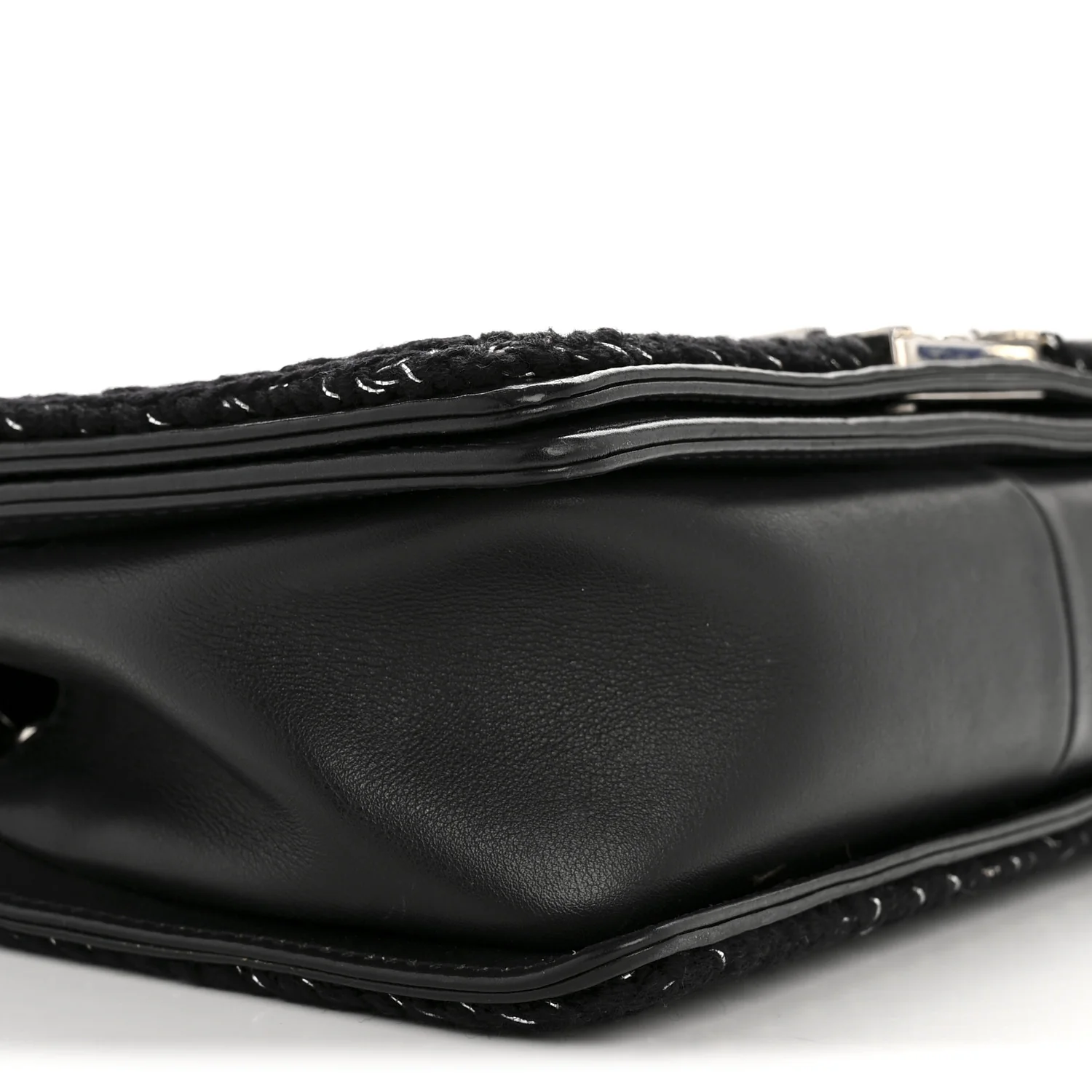 Calfskin Chevron Tweed Medium Boy Flap Black