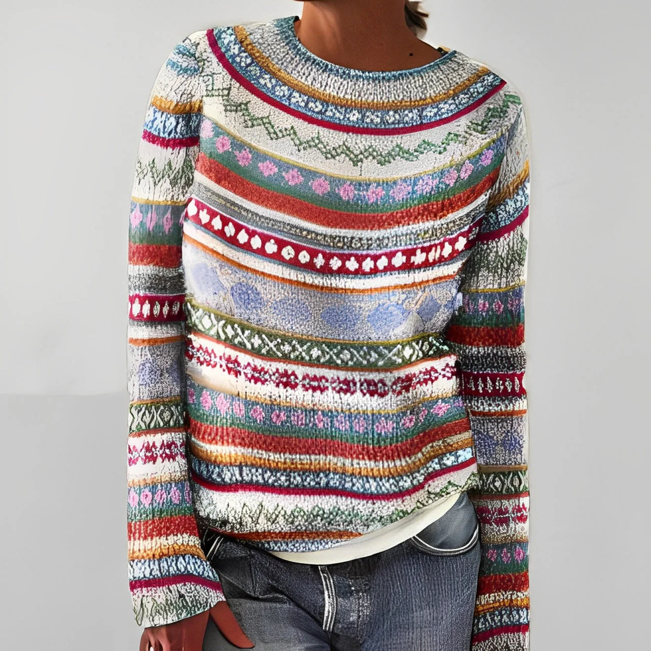 Heather - Pull classique à motif pour femme