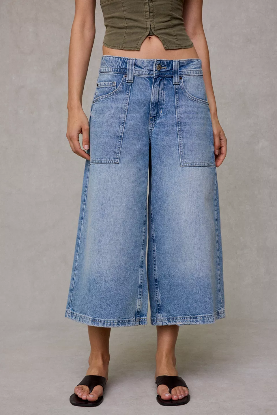 BDG Nomad Baggy Wide Leg Cropped Jeans-Blue