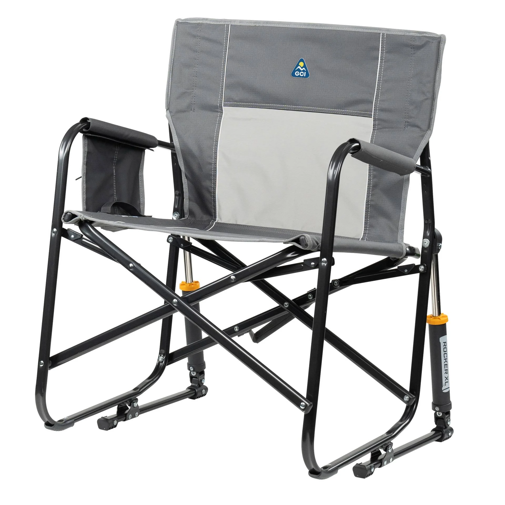 GCI Outdoor Freestyle Rocker XL Oversized Foldable Rocking Camp Chair, Pewter