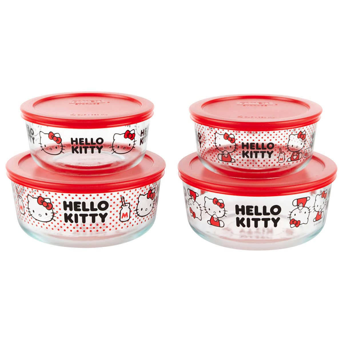 Pyrex Glass 8-Piece Hello Kitty Decorated Food Storage Set