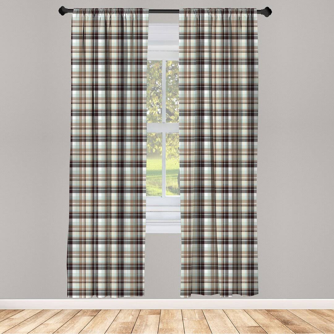 Plaid Semi-Sheer Rod Pocket Curtain Panels (Set of 2) East Urban Home Size per Panel: 28