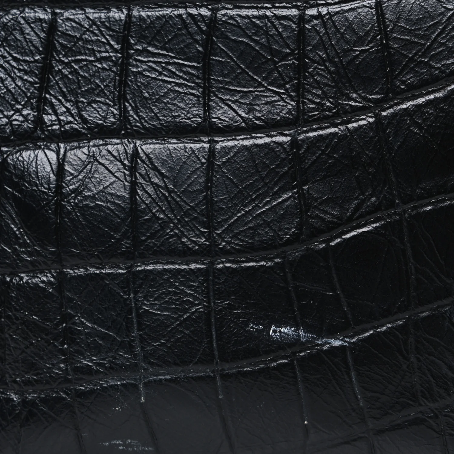 Calfskin Crocodile Embossed Monogram Medium Niki Shopping Bag Black