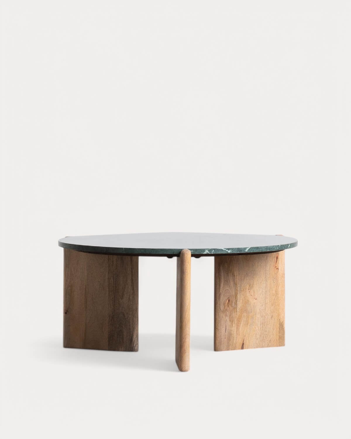 Crecia - Mesa de Centro Redonda de Madera de Mango y Mármol (Ø86 cm) Crecia