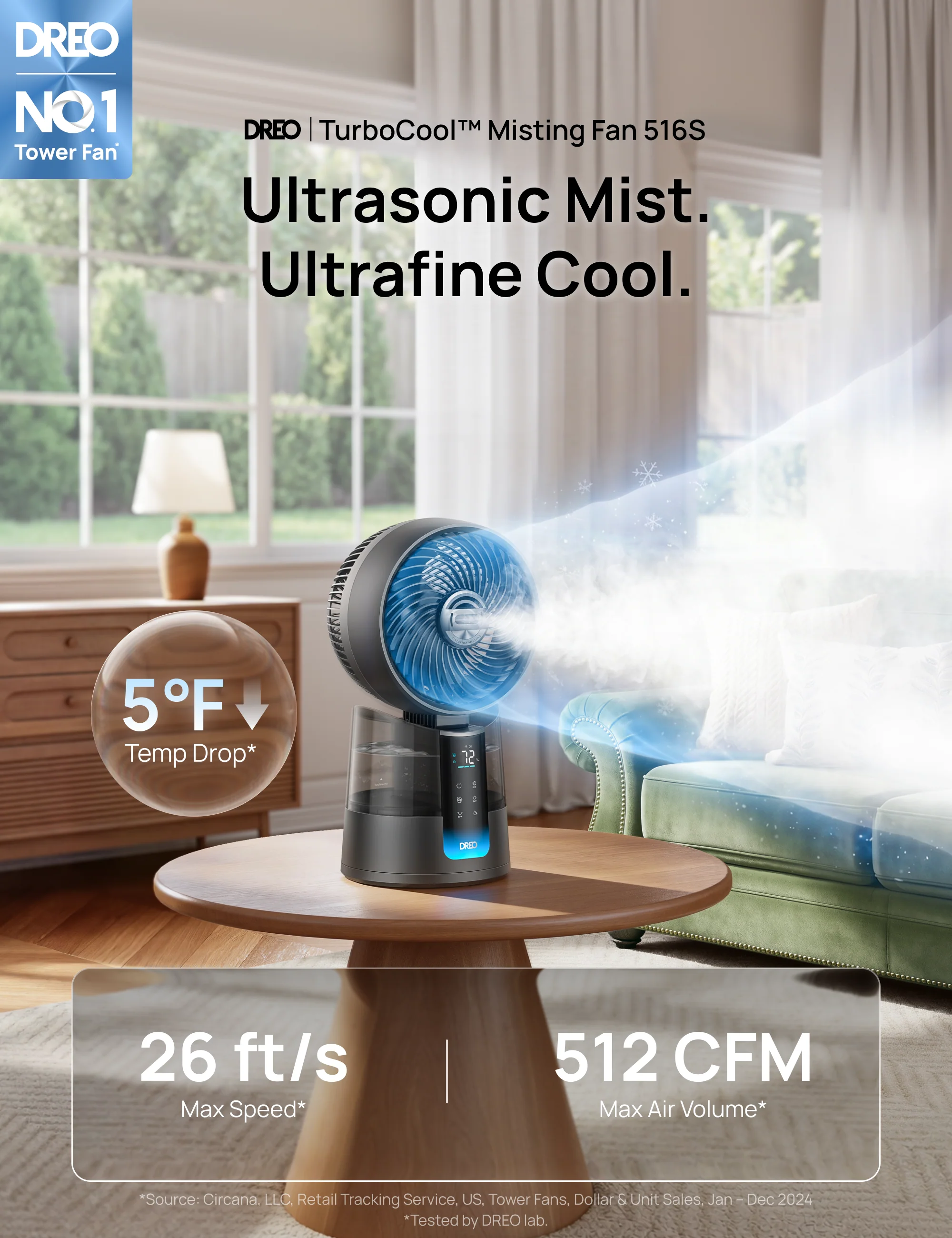 TurboCool Misting Fan 516S