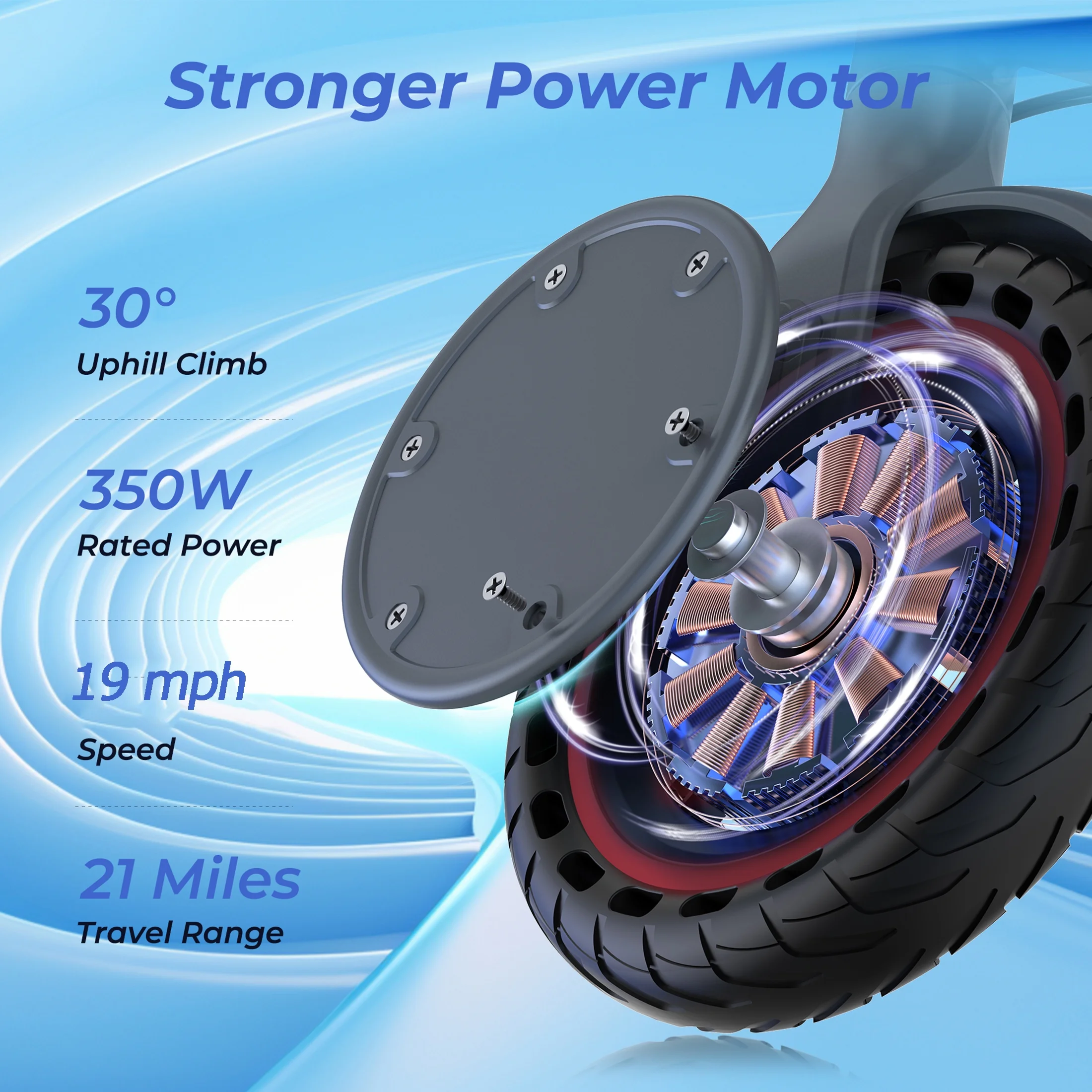 J078 Electric Scooter for Men and Women 8.5" Solid Tire 19mph Power by 350W Motor Max 21 mile Range Folding Commuting E Scooter - Image 4