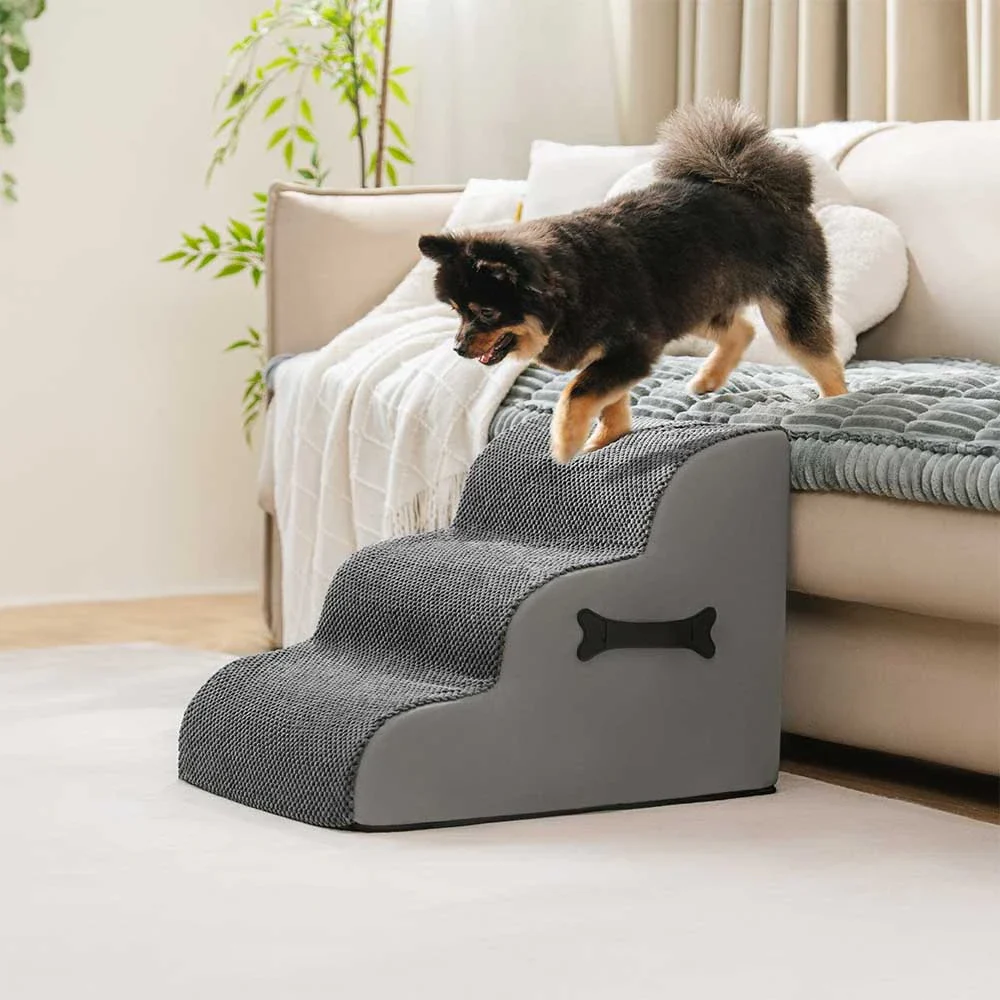 Adjustable Non-Slip Washable Soft Dog Stairs with Gentle Ramp