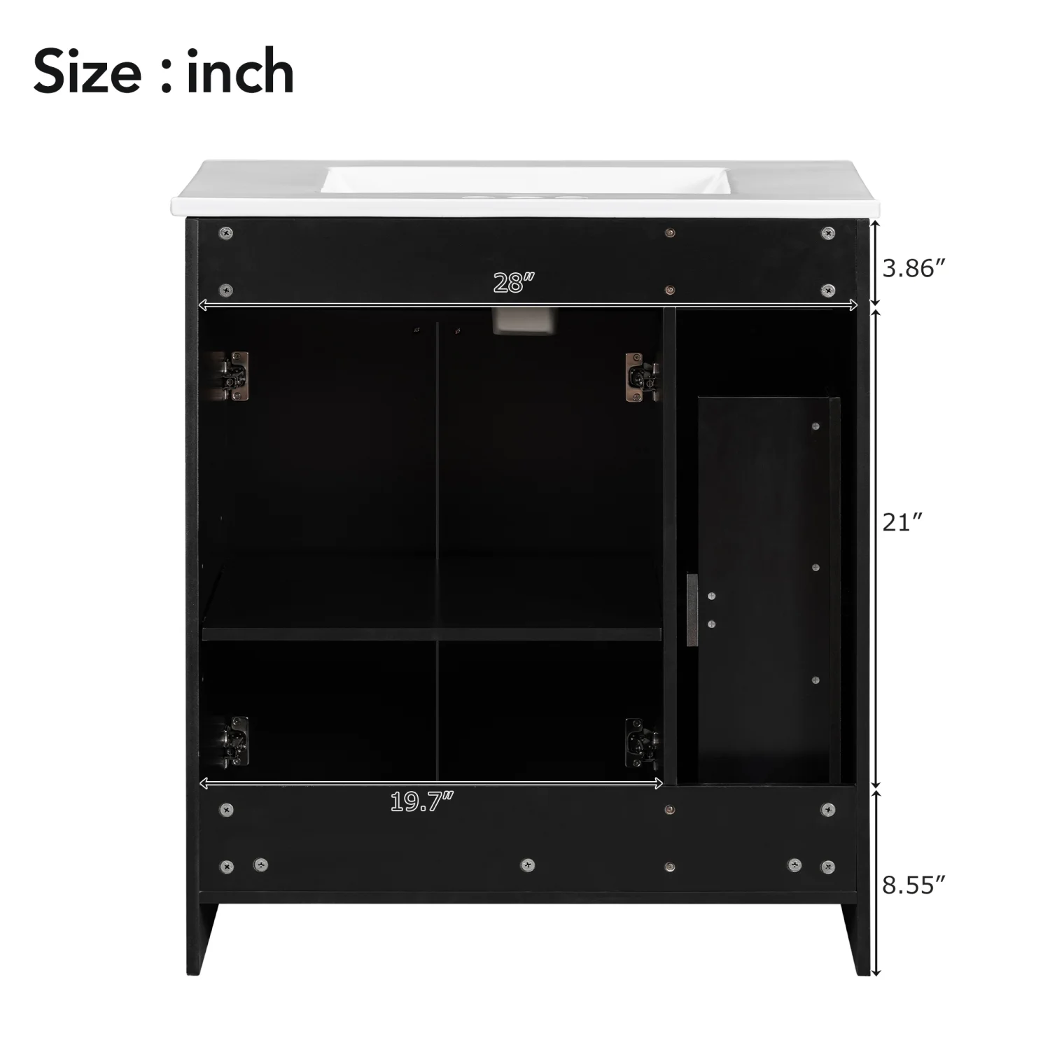 30" Bathroom Vanity with Sink Combo Wall Mounted Storage Cabinet Set with Soft Close Drawers, Modern Design with Invisible Handle, Resin Basin Sink Top, Gray - Image 7