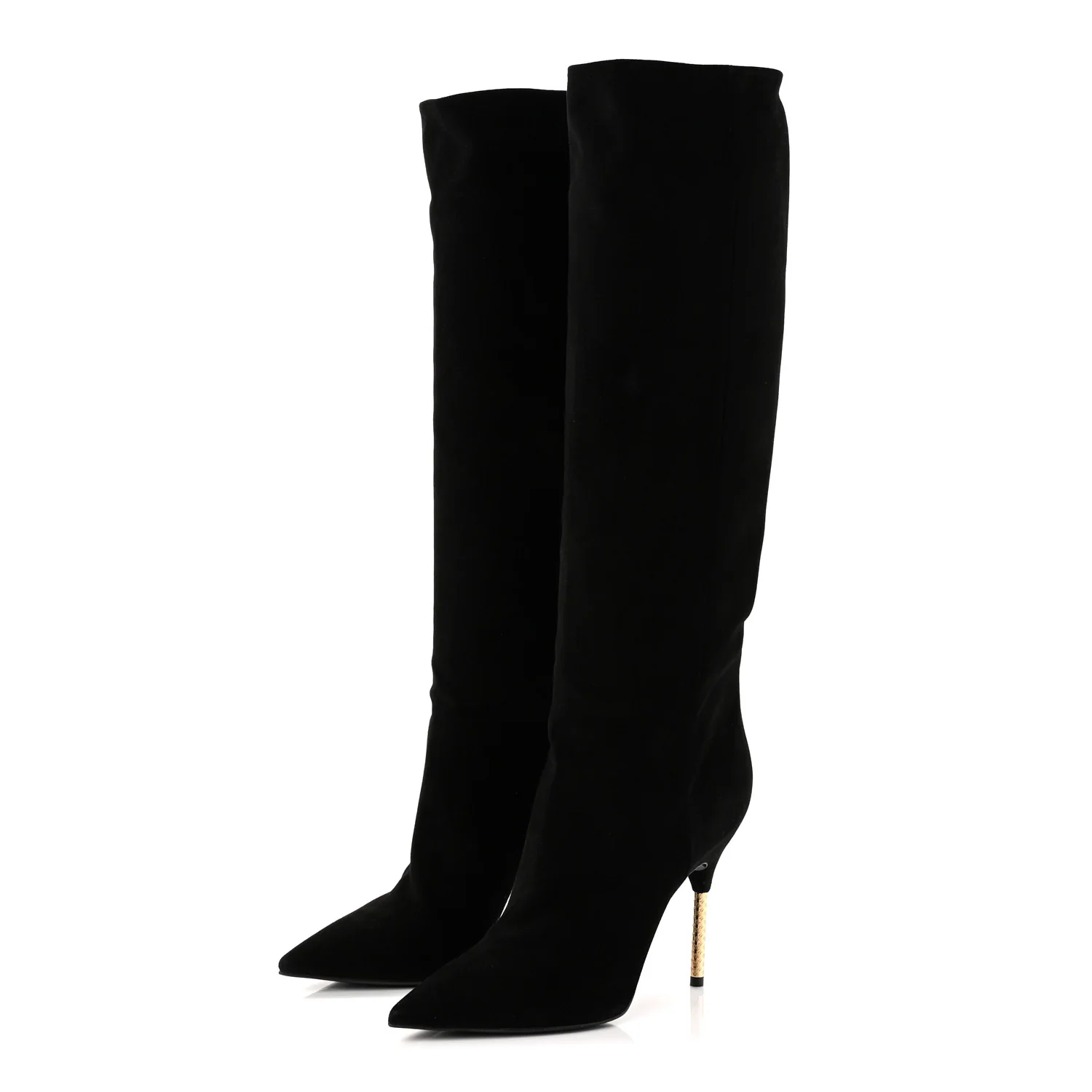 Suede High Boots 41 Black