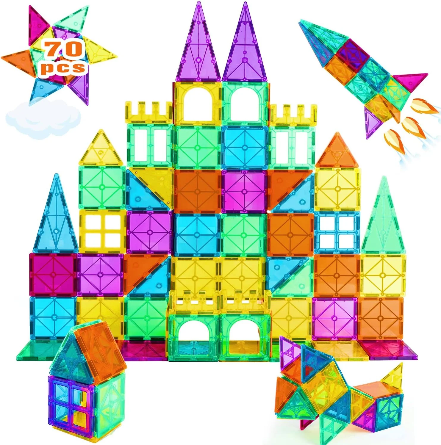 16PCS Magnetic Tiles Equilateral Triangle Expansion Pack, STEM Educational Construction Stacking Blocks, Compatible with Major Brands (16PC Equilateral Triangle)