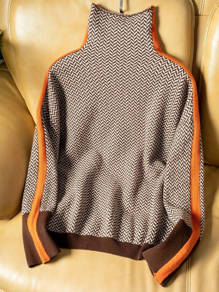 Clara | Pull à Col Roulé à Rayures Contrastées