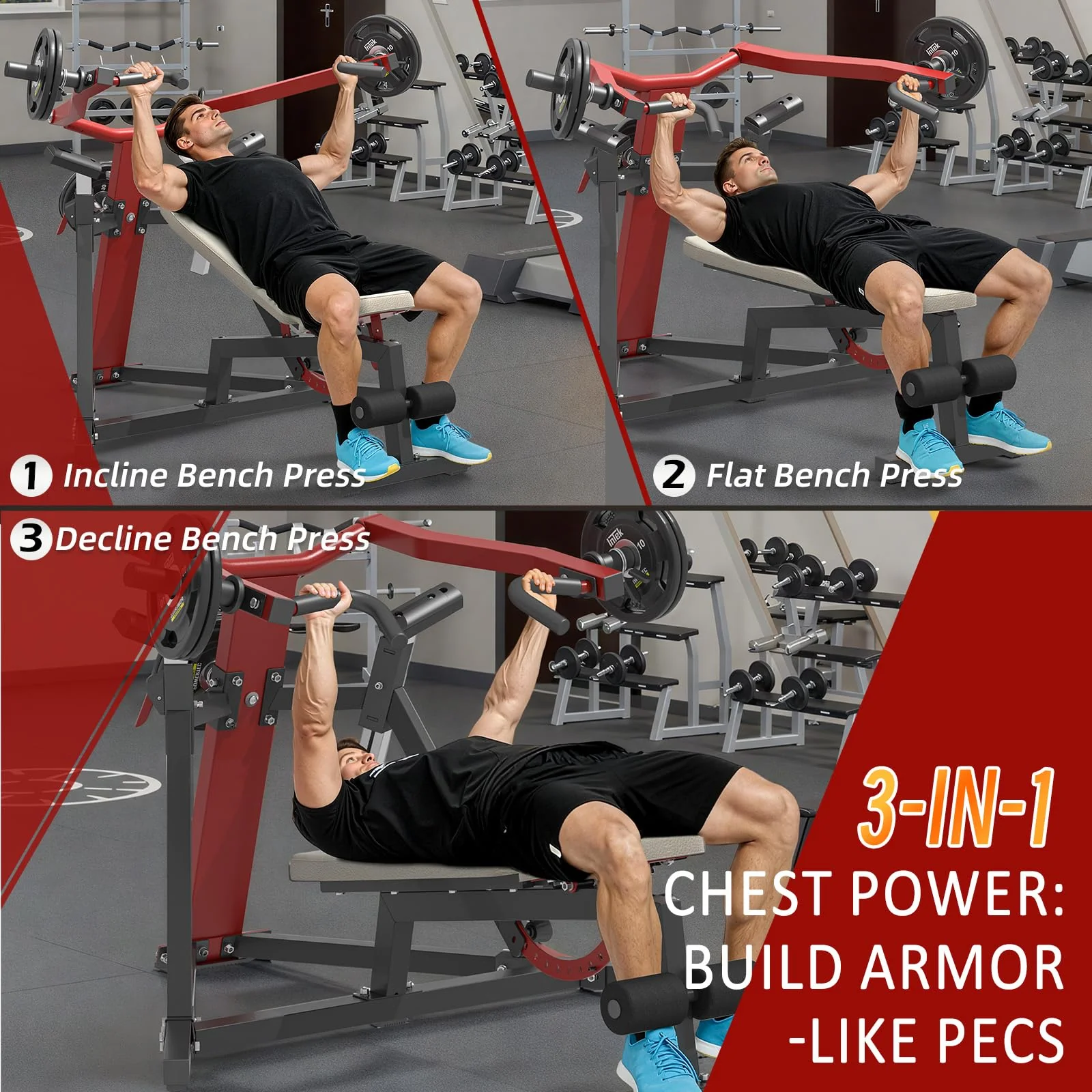 AECOJOY 3-in-1 Adjustable Weight Bench Chest Press Workout Machine for Home Gym