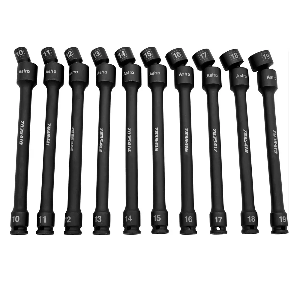 Astro Pneumatic 10pc 3/8 Drive 6Pt Pinless Universal Torque-Saver Impact Extension Socket Set - Metric