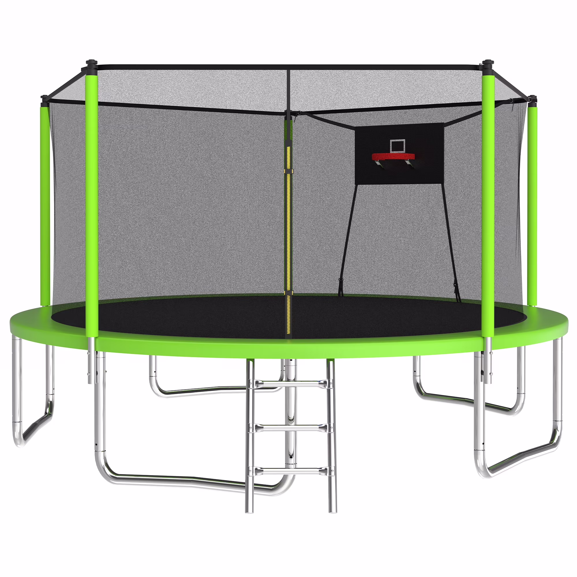 14ft Trampoline with Basketball Hoop,Outdoor Trampoline with with Enclosure Net,Blue(Blue) Image 3