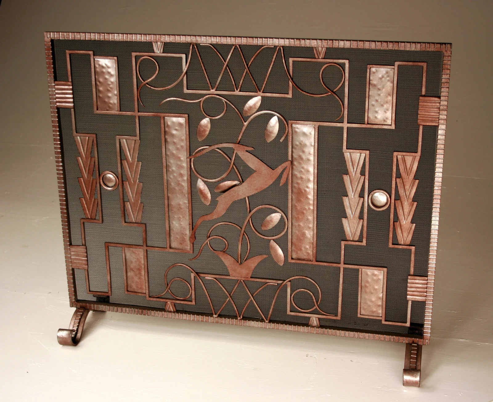 Standing Edgar Brandt Gazelle Fireplace Screen - TA Screen Specialist, Inc.
