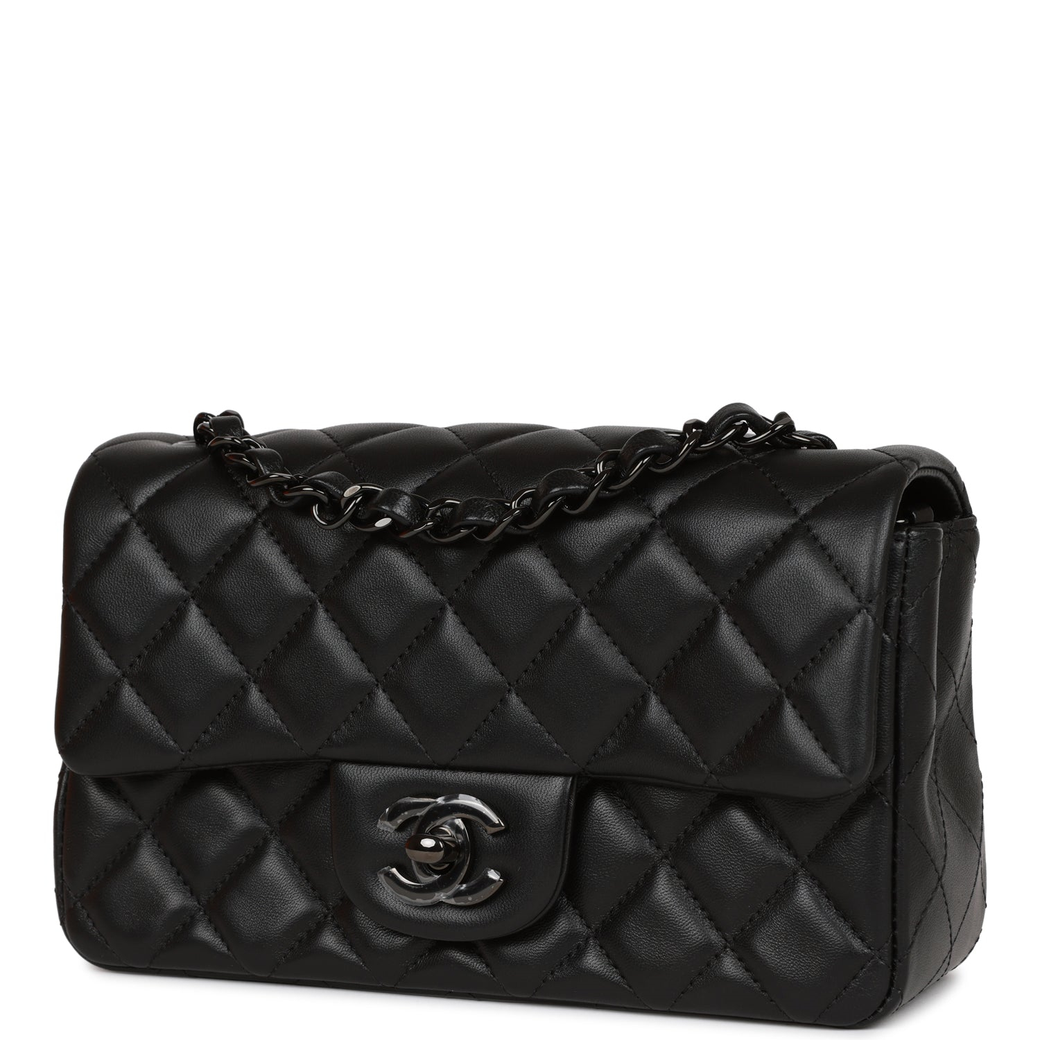 Chanel Classic Flag Bag Flap Bag SO Black Lambskin 20CM Shoulder Bag
