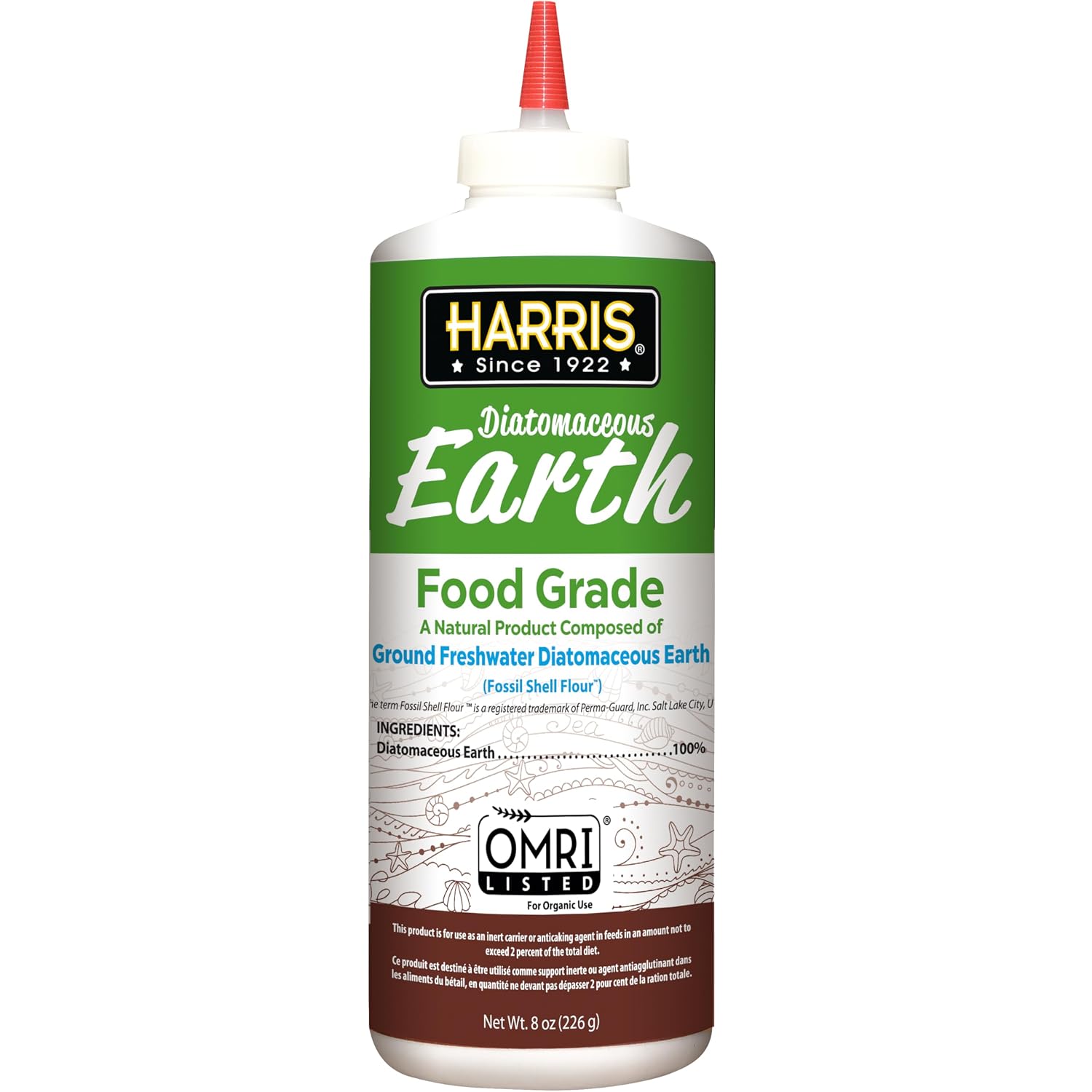 HARRIS Diatomaceous Earth Food Grade, Half Pound with Easy Application Puffer Tip