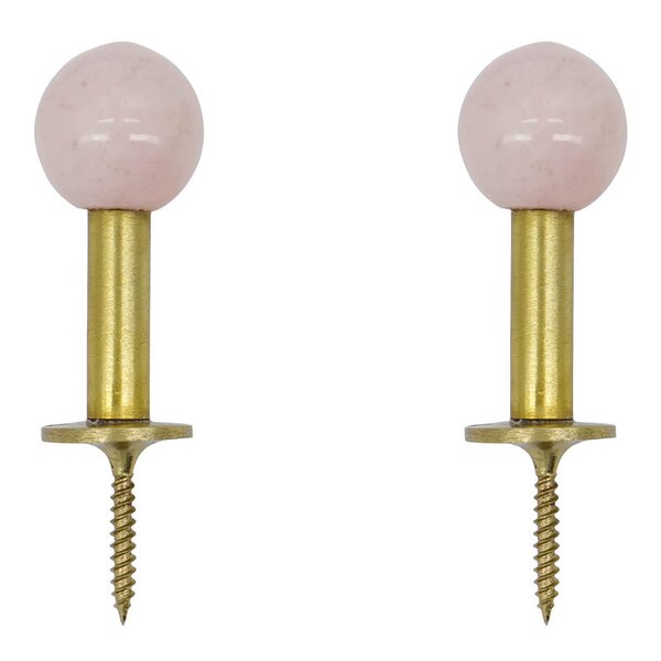 Ball knagg 5x2 cm 2 stk messing/rosa