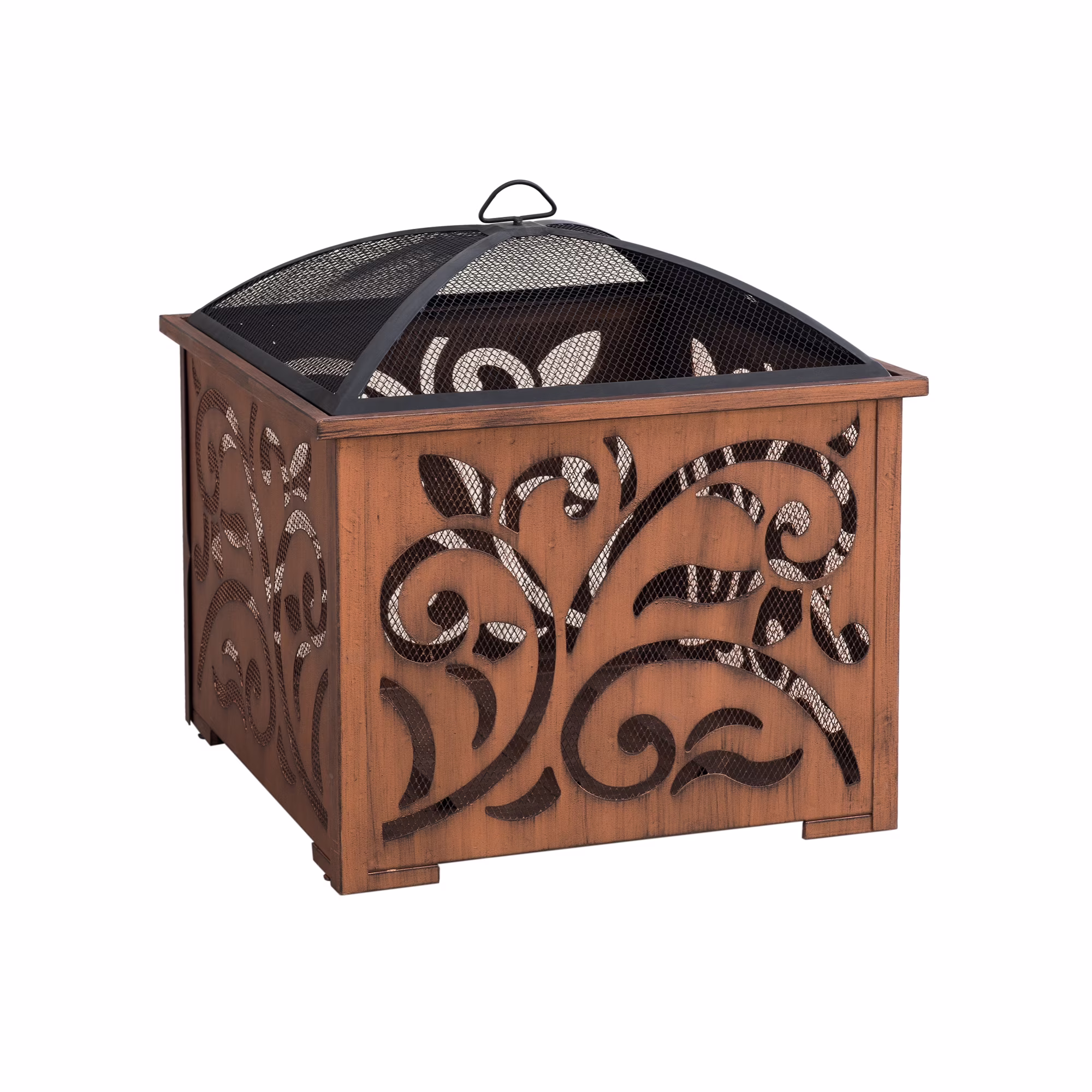 Sunjoy 26 in Fire Pit for Outside, Outdoor Wood Burning Firepit with Steel Mesh Spark Screen and Fire Poker, Large Bonfire for Patio and Backyard