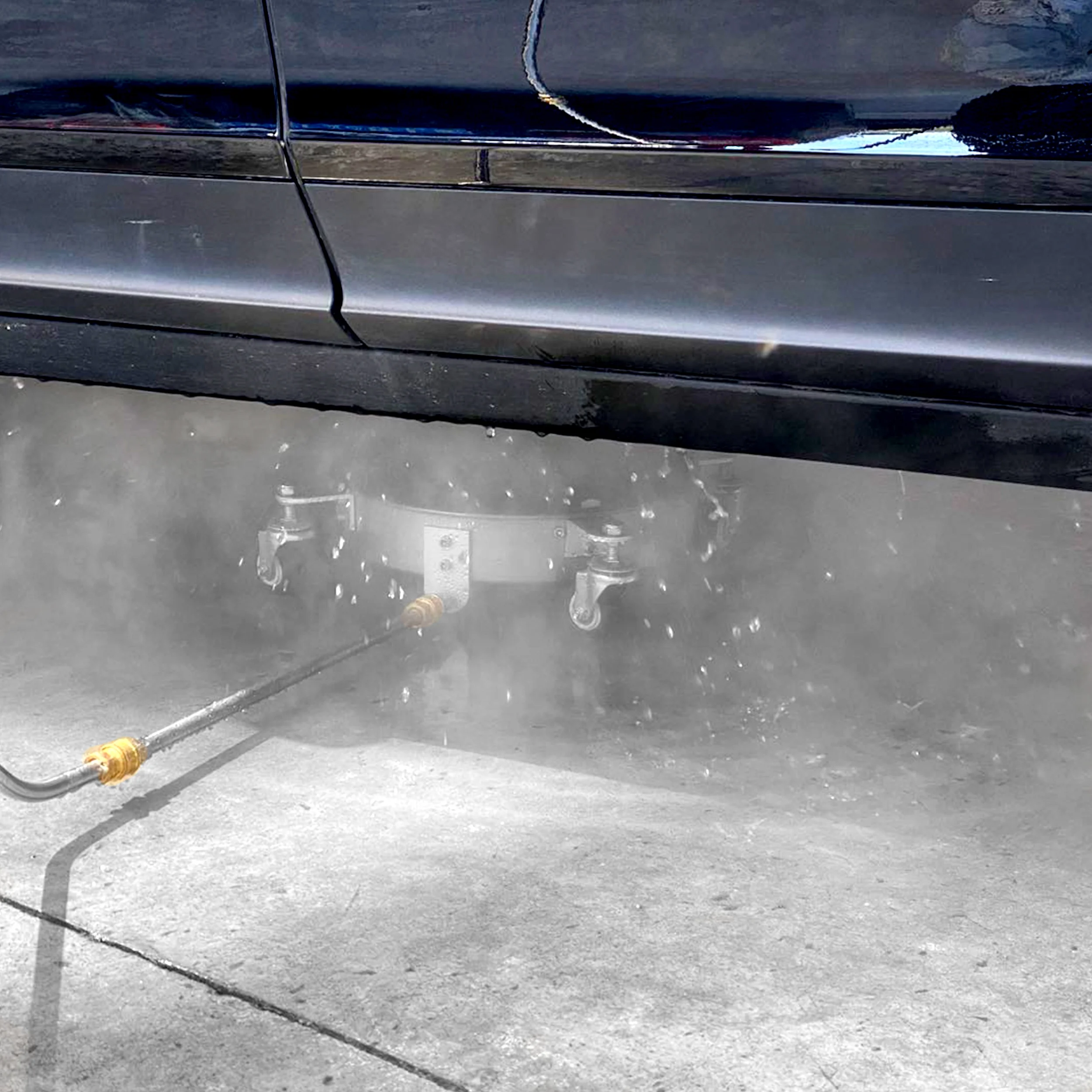 Undercarriage Pressure Washer Attachment, Undercarriage Cleaner with 4 Wheels, 14 in Under Car Washer, 3 Power Washer Extension Wands, 4000 PSI