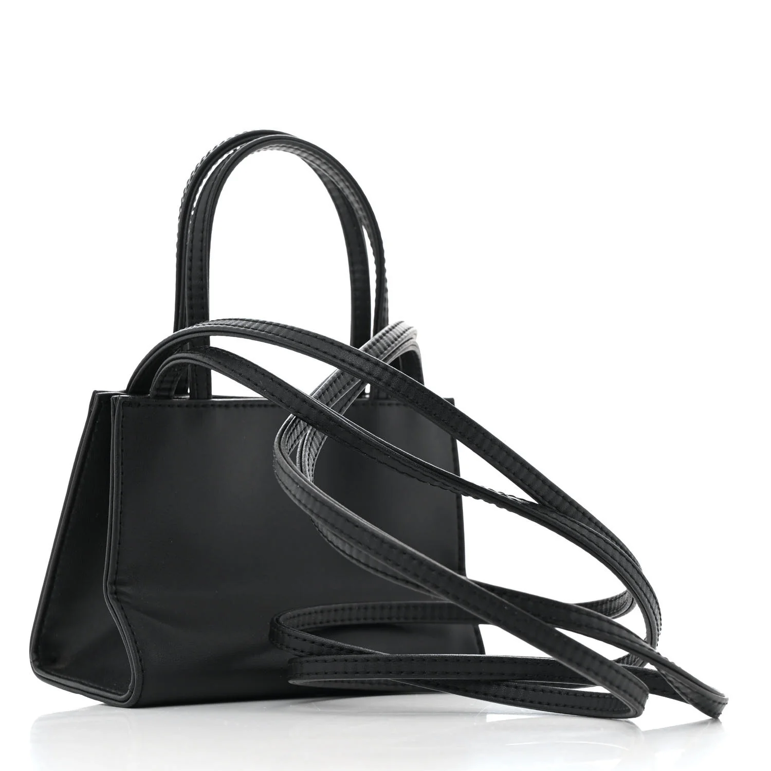 Vegan Leather Small Shopping Bag Black