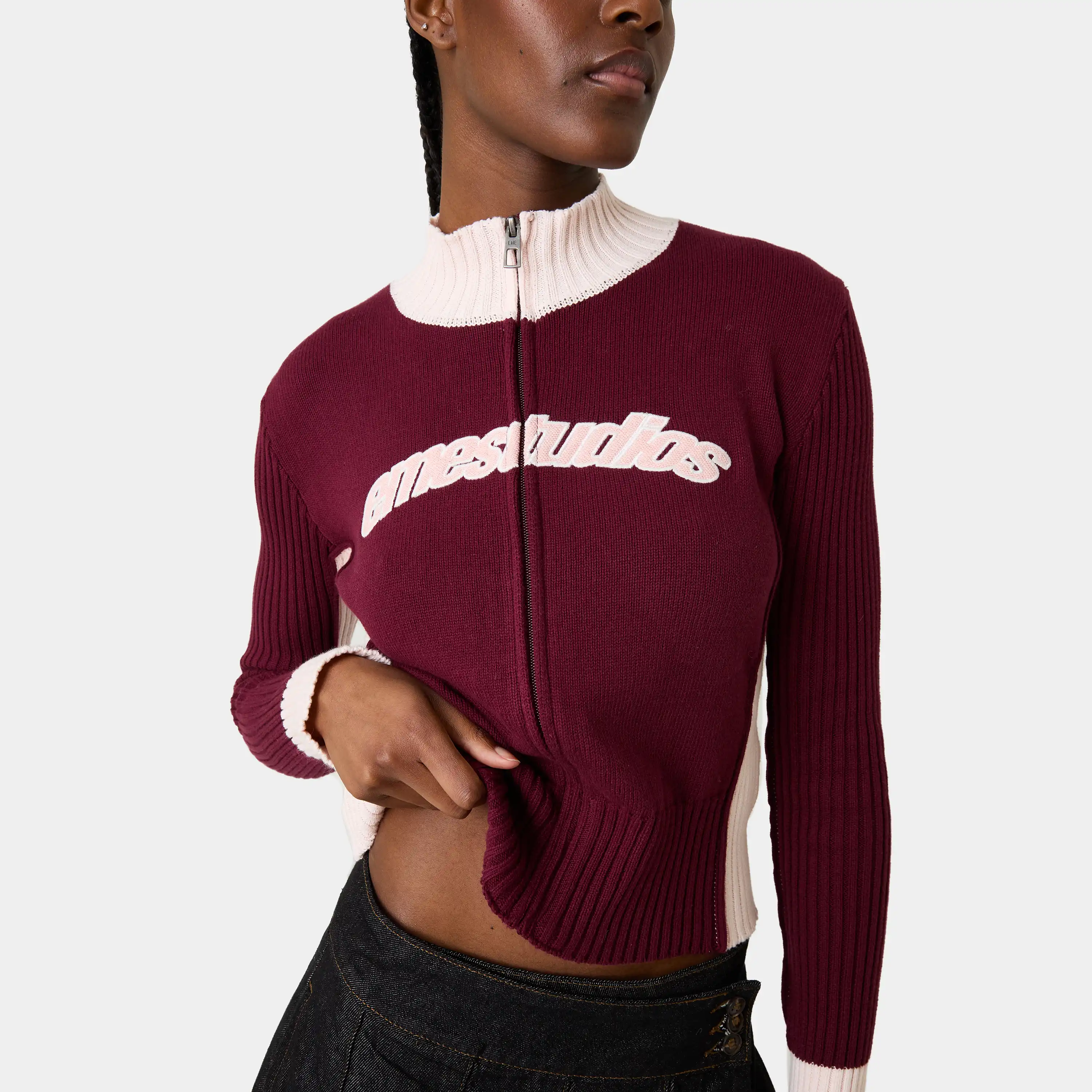 Betty Burgundy Zipper Knit