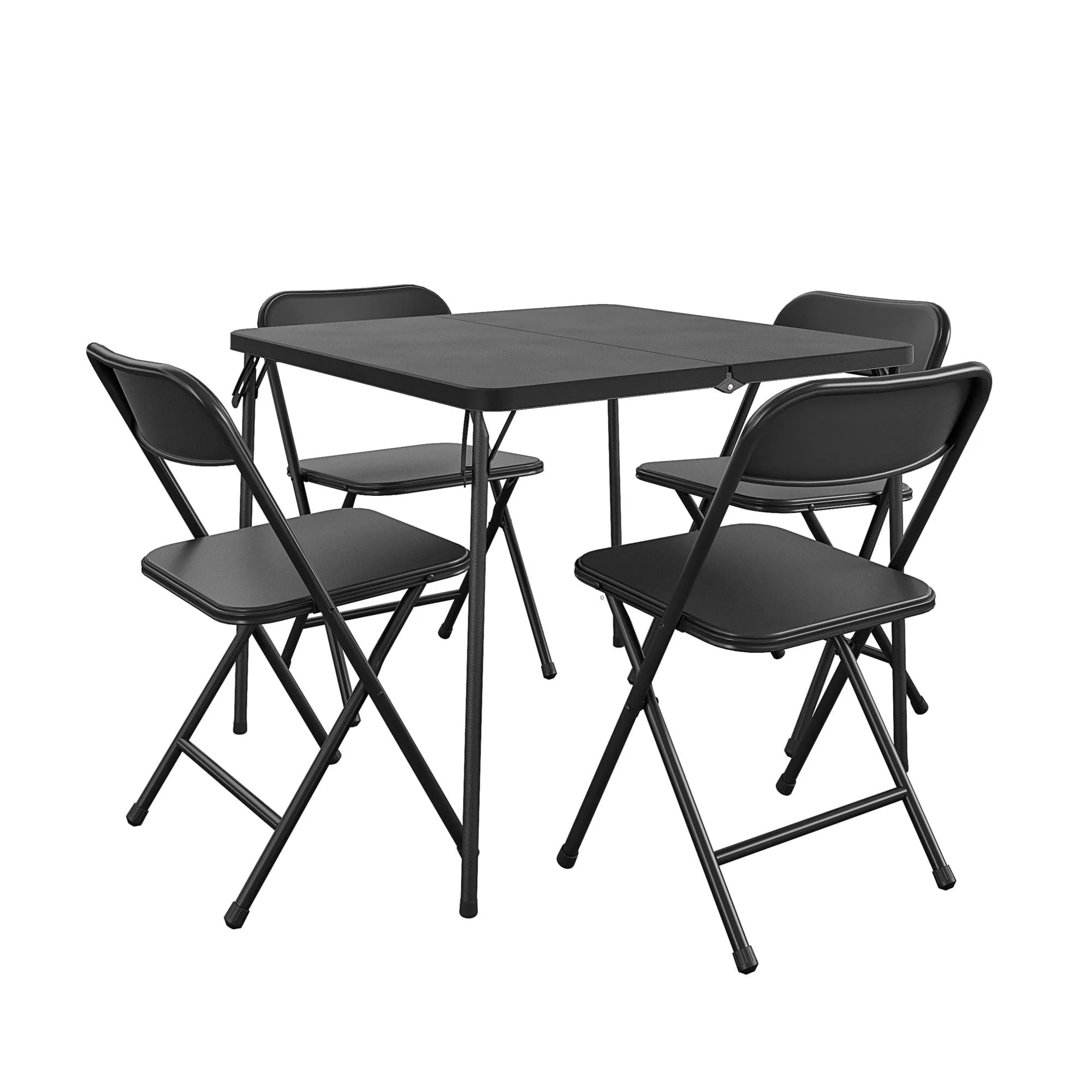 COSCO 5 - Piece Solid Resin Folding Table & Chair Dining Set, Black, Indoor & Outdoor, Perfect for Everyday Use, Hosting, Game Night, or Holiday Celebrations