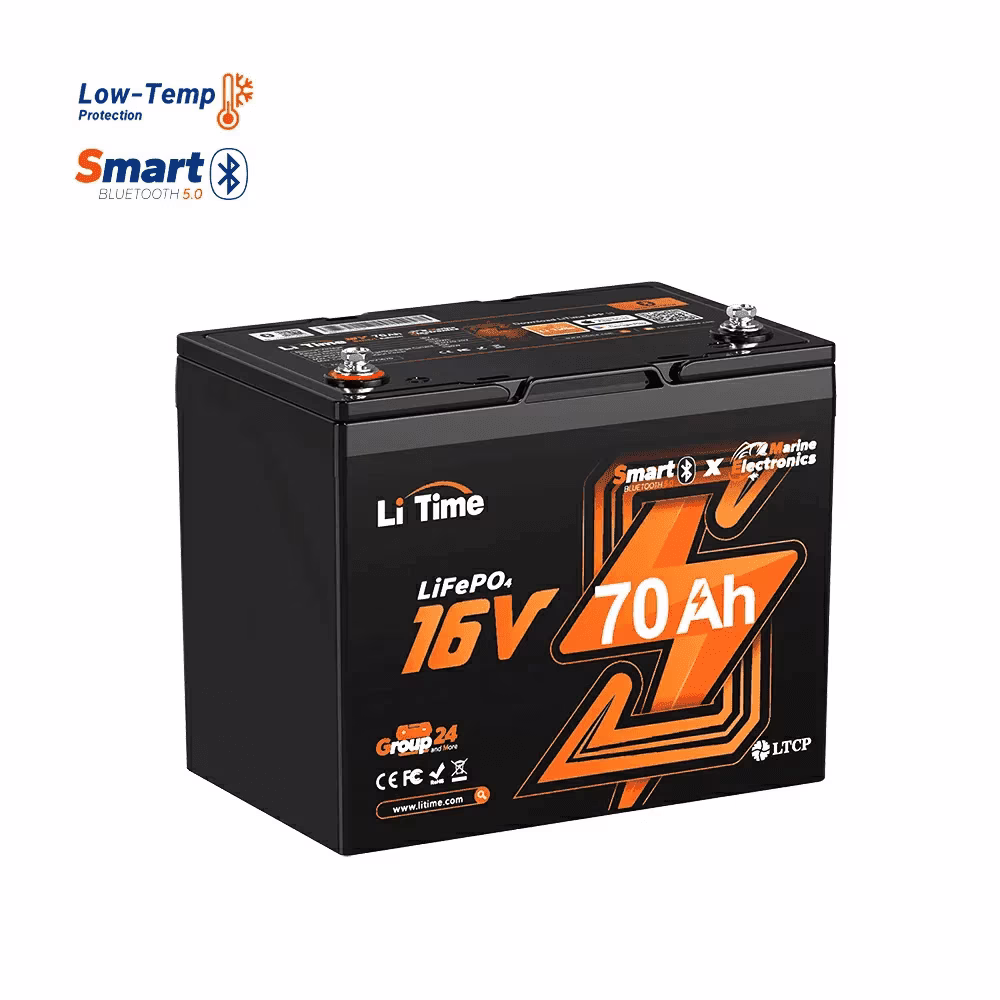 16V 70Ah LiFePO4 Battery Bluetooth Deep Cycle Lithium Battery For Fish Finder Fishing Electronics