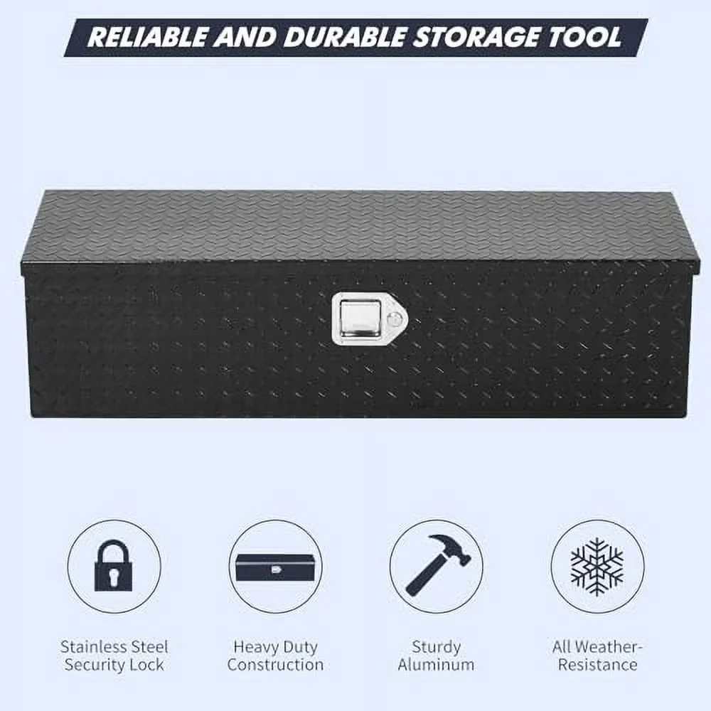 Aluminum Diamond Plate Tool Box 13x13x30 Inch, Heavy Duty Truck Toolbox with Sliding Shelf, Waterproof Truck Storage Organizer Chest for Pick Up Truck RV Trailer with Lock & Keys