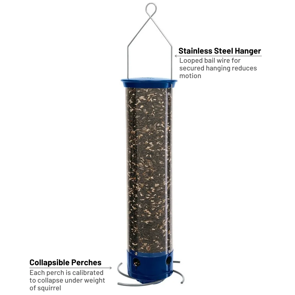 Whipper Squirrel Proof Tube Bird Feeder Blue 5 lb capacity Image 6
