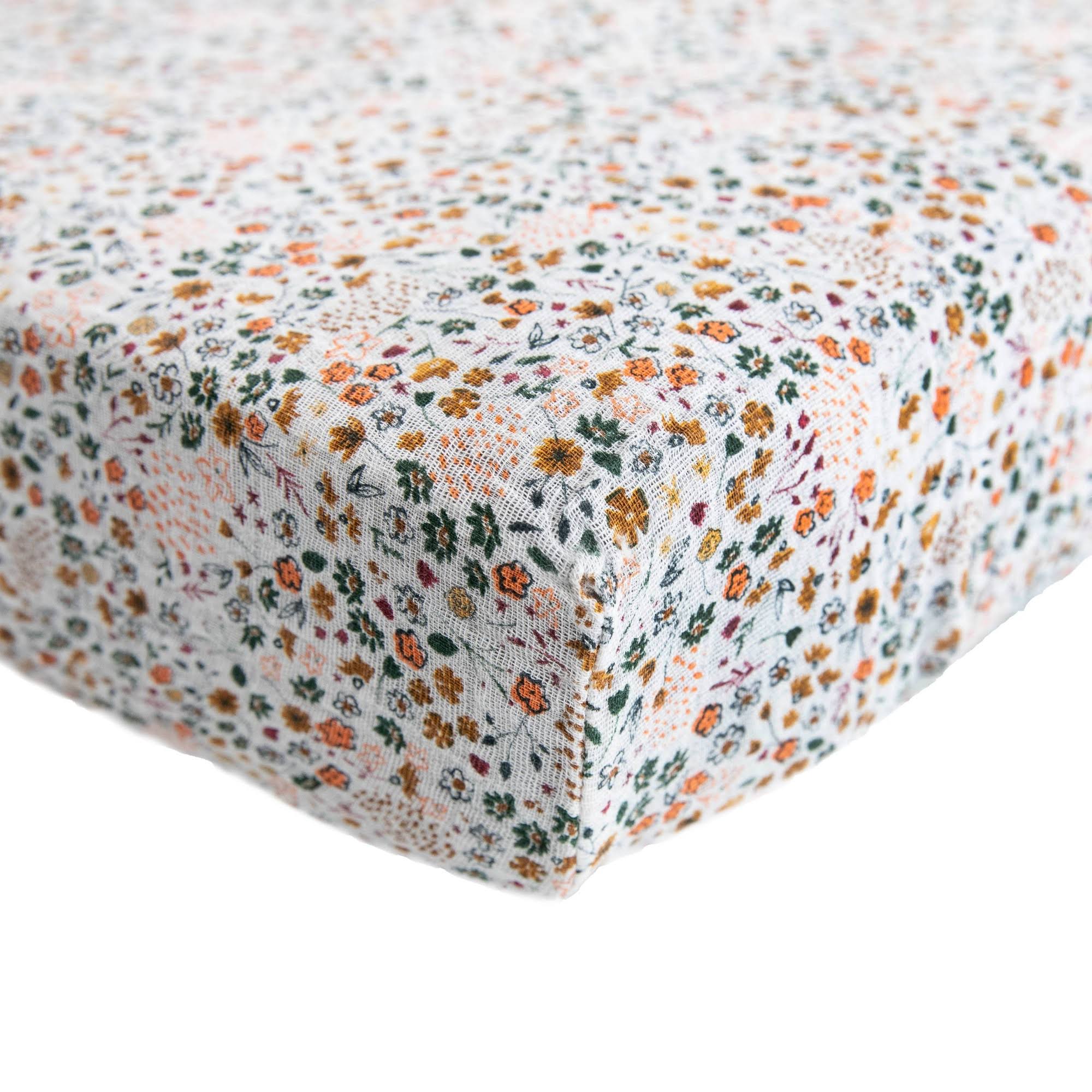 Little Unicorn Cotton Muslin Crib Sheet - Pressed Petals
