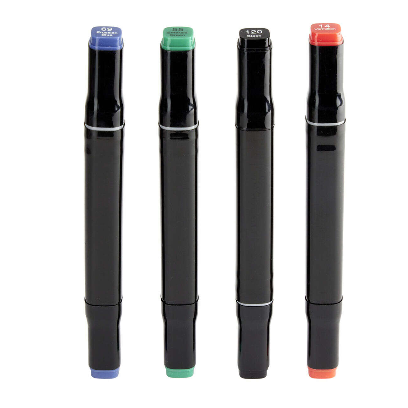 Lot de 4 marqueurs double pointe 4 couleurs L15cm