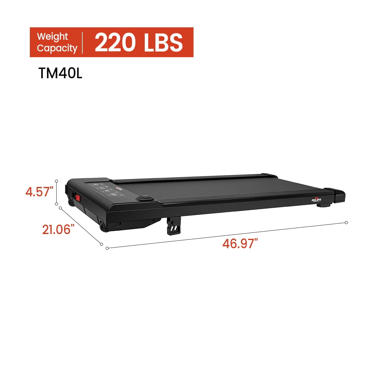 Relife Sports 2 in 1 Under Desk Treadmill with Incline Portable Walking Pad ,0 5 4mph, Black Image 3