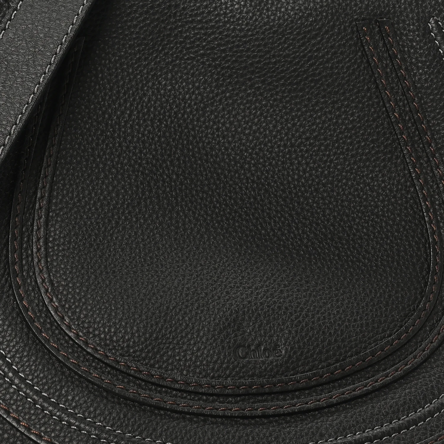 Grained Calfskin Medium Marcie Saddle Bag Black
