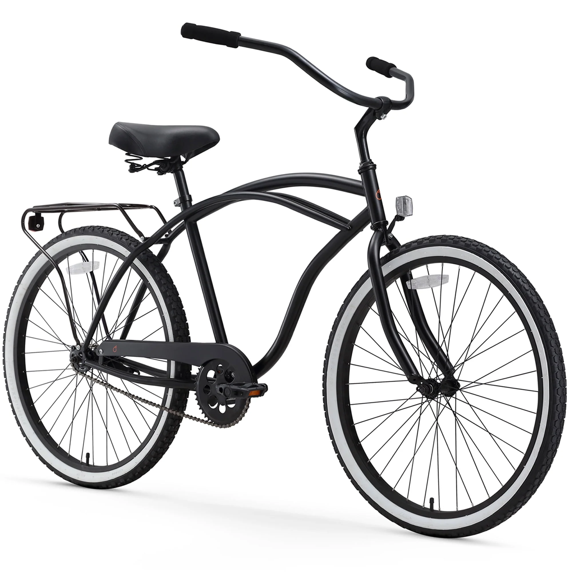 Around the Block Men's Single Speed Beach Cruiser Bicycle with Rear Rack, 26" Wheels, Matte Black