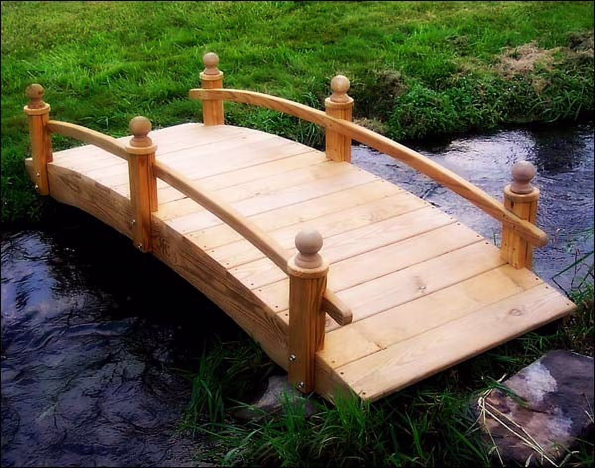 6' Treated Pine Amelia Single Rail Garden Bridge