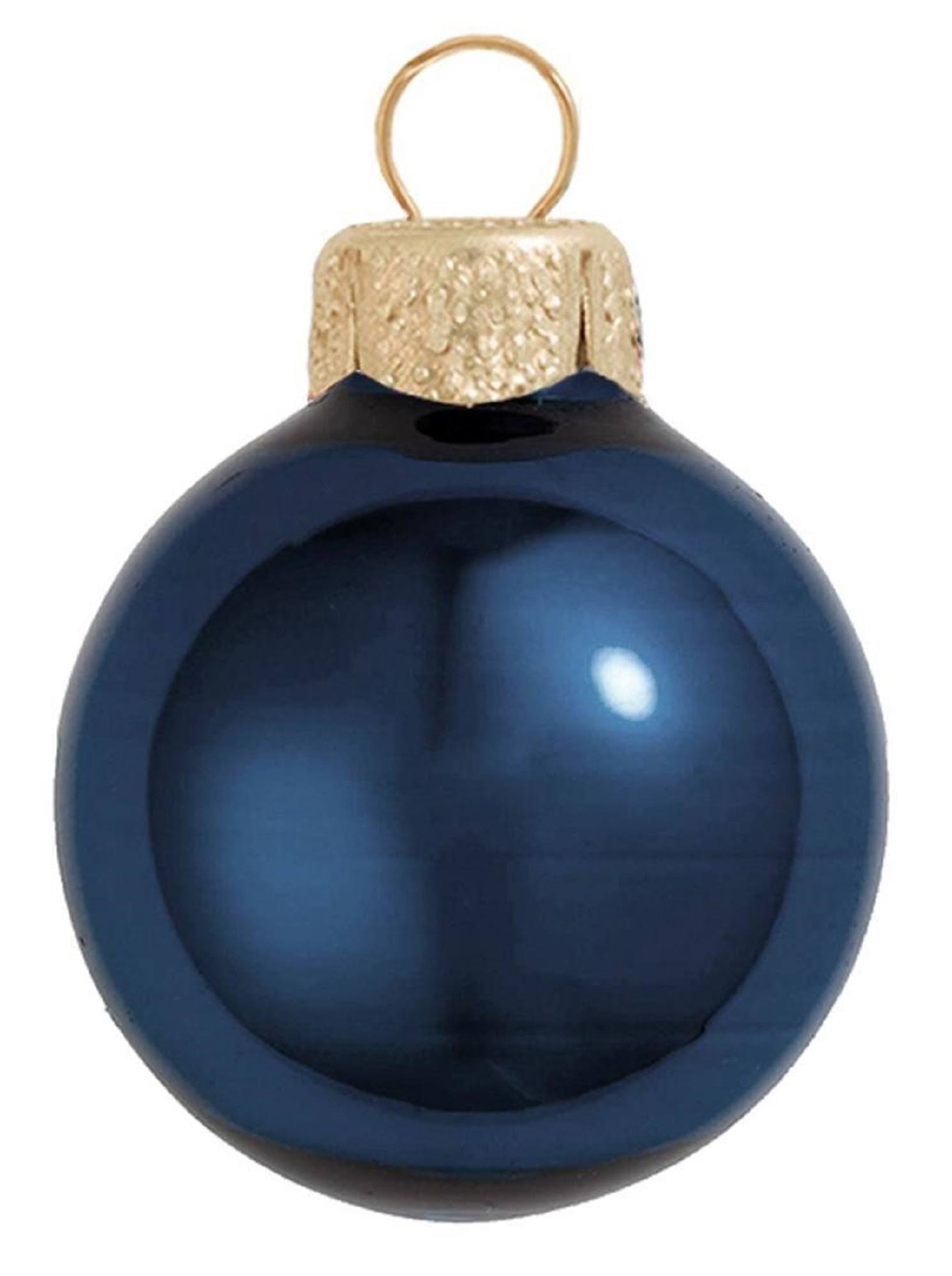 Whitehurst 8ct Midnight Blue Pearl Glass Christmas Ball Ornaments 3.25 inch (80mm)