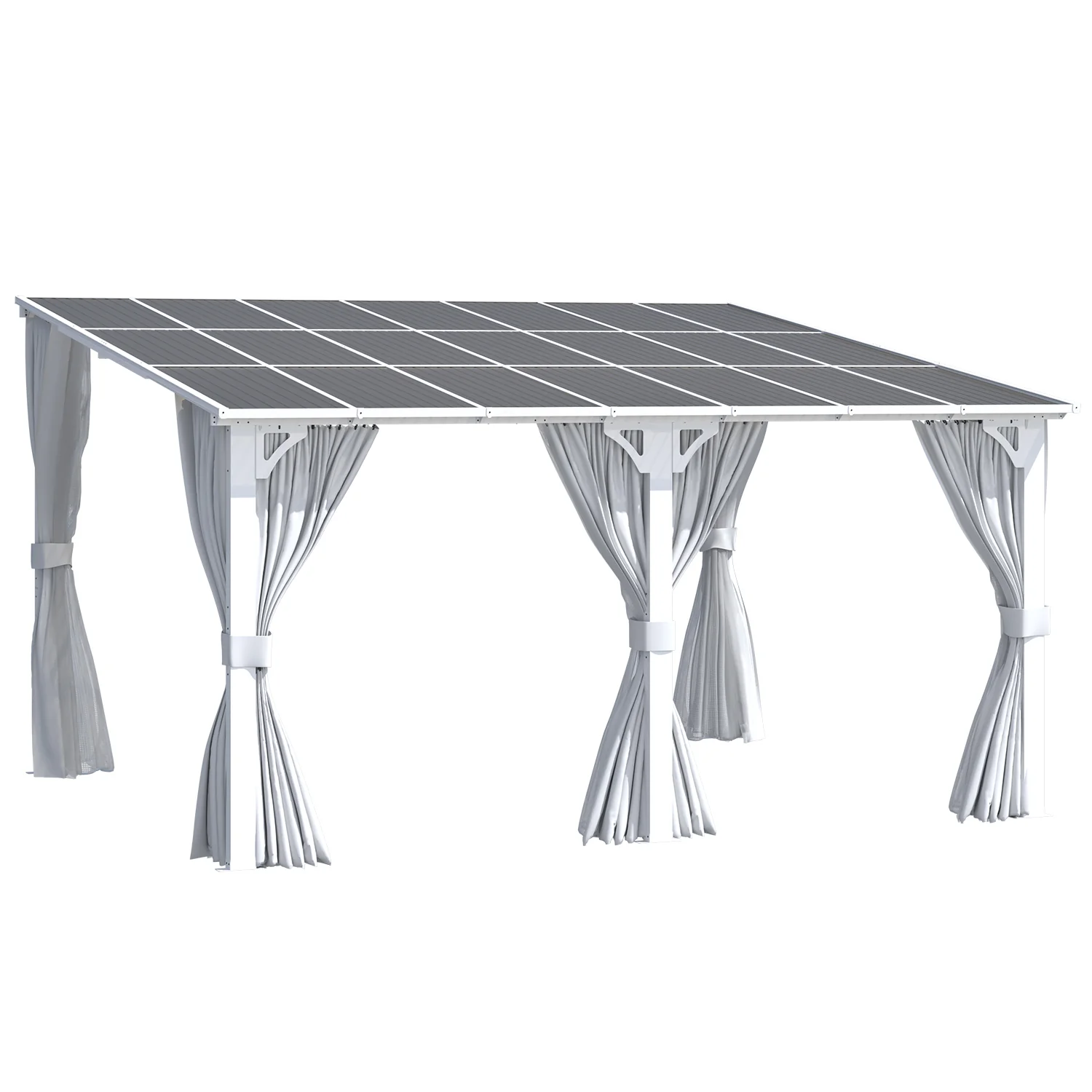AECOJOY 14'x12' Wall Gazebo with Curtains and Mosquito Netting, White