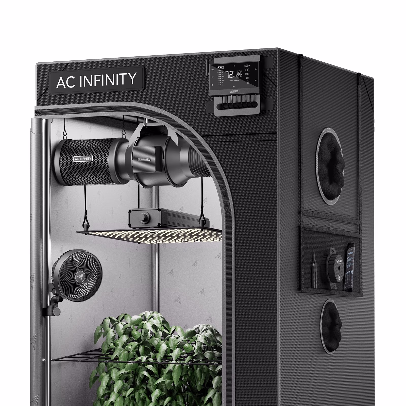 AC Infinity AI Grow System Compact 2x2, 1 - Plant Kit W/ Self - Learning AI Controller, Dynamic Airflow & LM301H LED Lighting Control, 2000D Mylar Tent W/ Lab - Tested Reflectivity, Largest Zippered Window