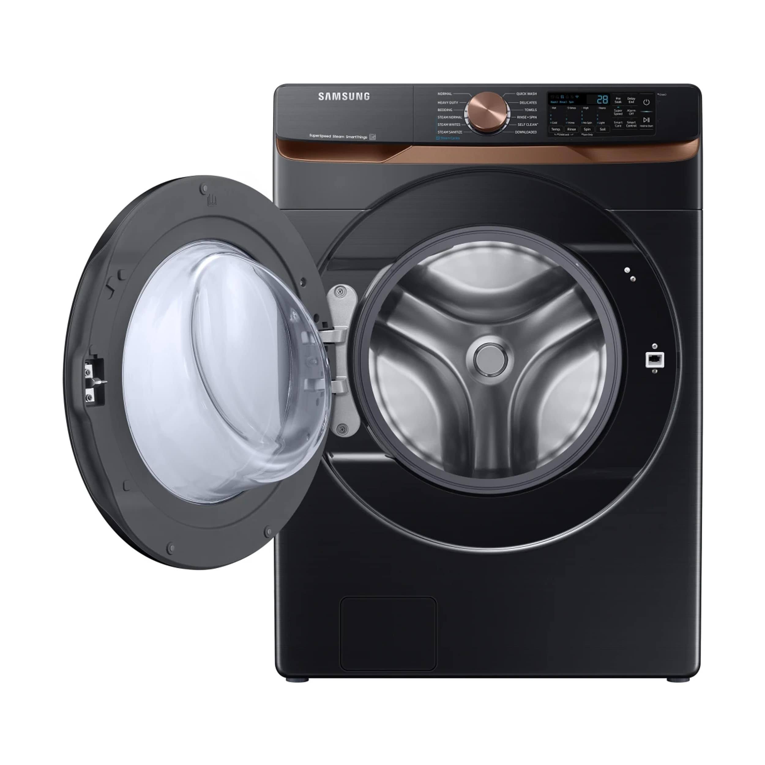 Samsung 5.0 Cu. ft. Extra Large Capacity Smart Front Load Washer with Super Speed Wash and Steam in Brushed Black