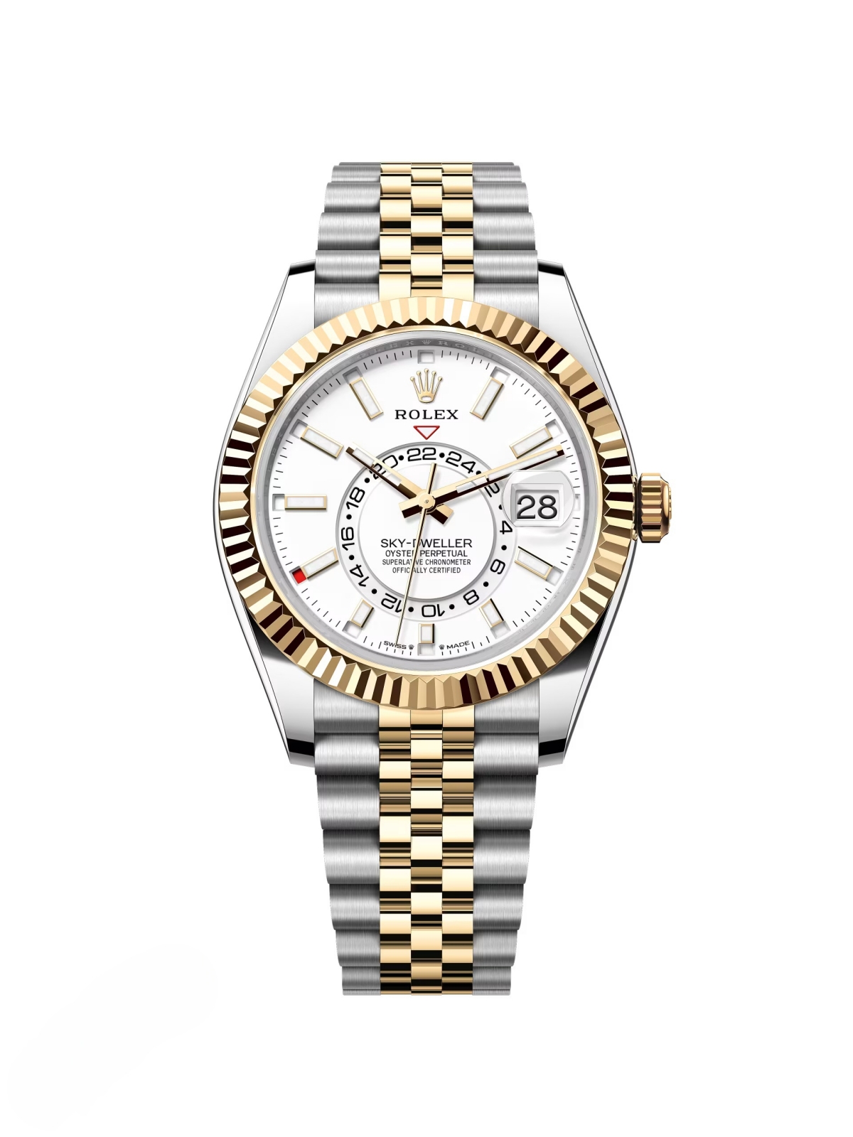 [Super Clone]RLX  Sky-Dweller 42mm Two-Tone Yellow Gold White Dial Jubilee - 336933 - New 2025