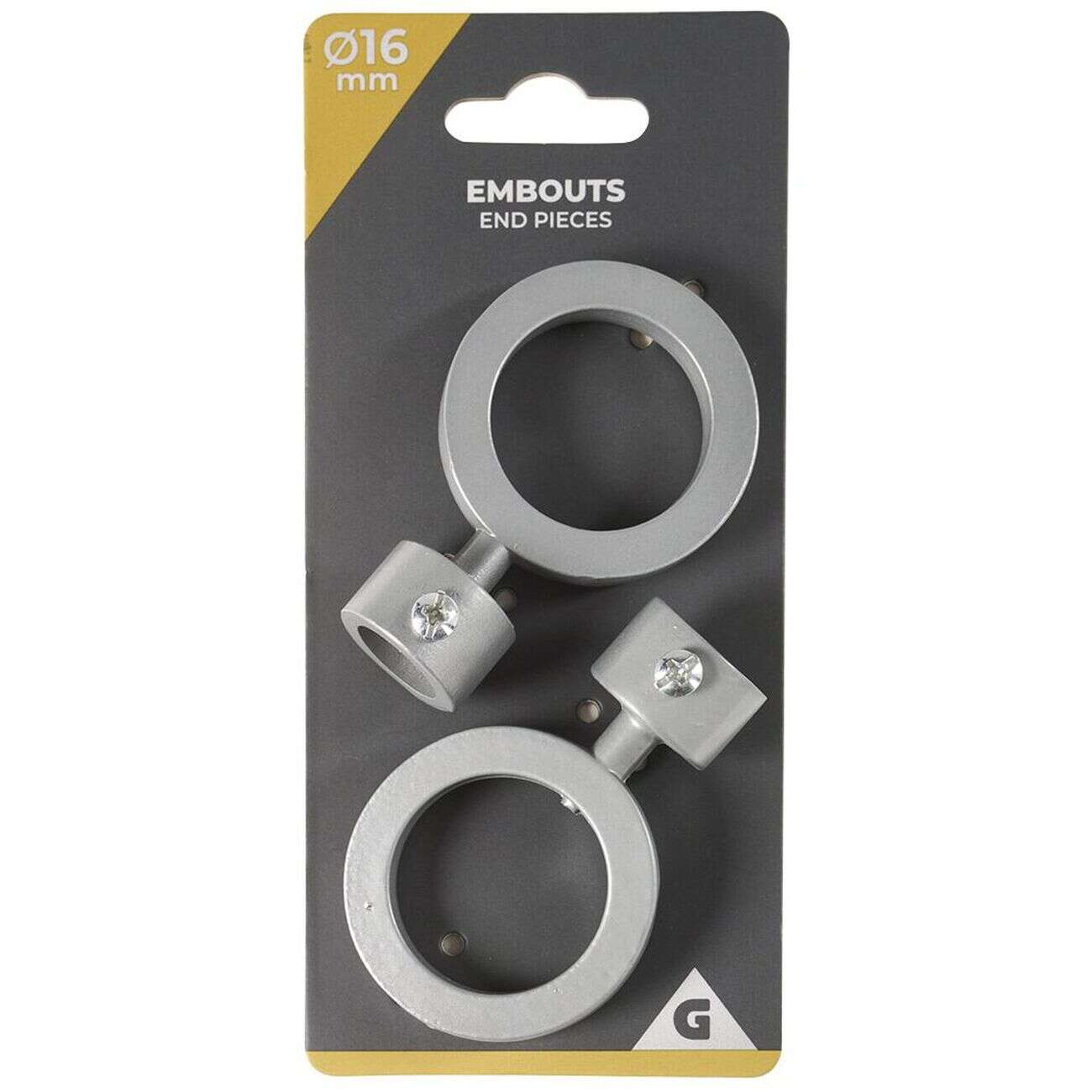 Embout tringle à rideau Ø16 mm rond en métal gris mat x2