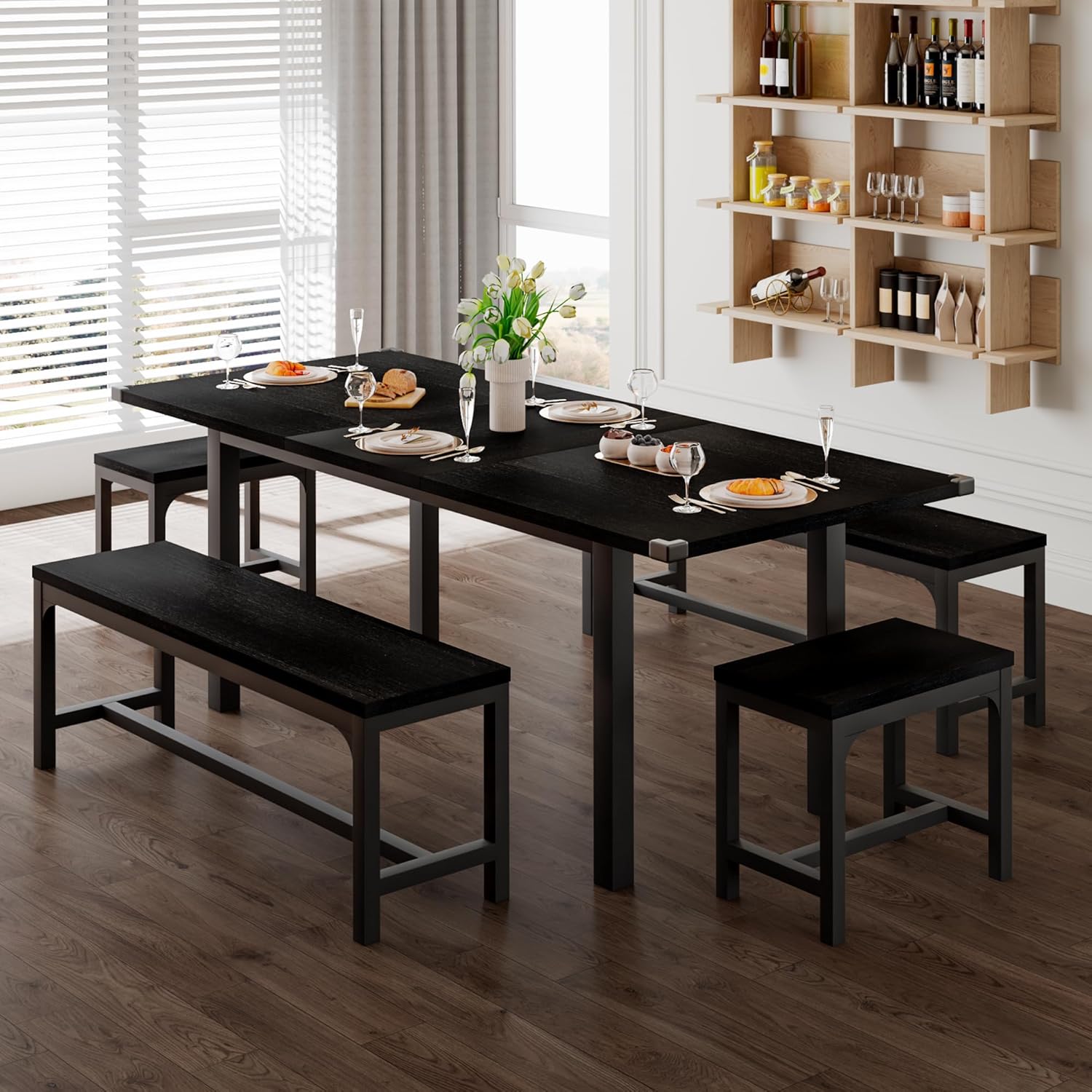 Feonase 5-Piece Dining Table Set for 4-8 People, 63